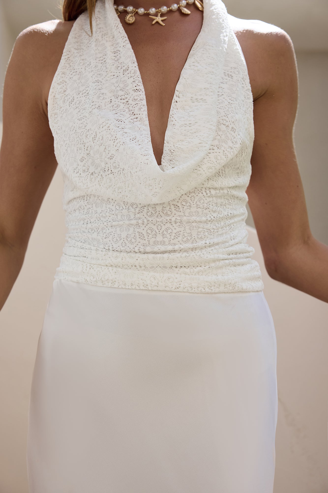 Dollface Divas Lace Halter Top White-Seaa Fashion