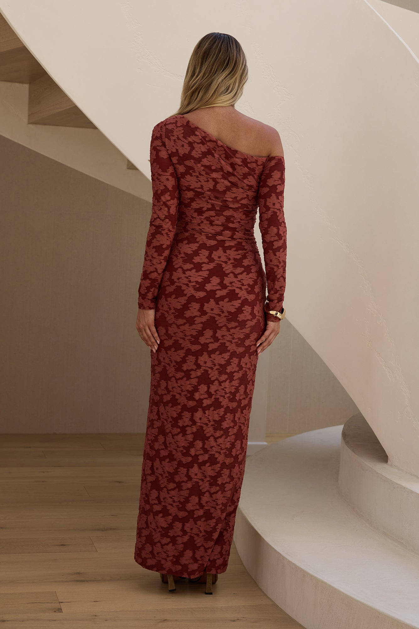 Landing In Love Long Sleeve Maxi Dress Wine-Seaa Fashion