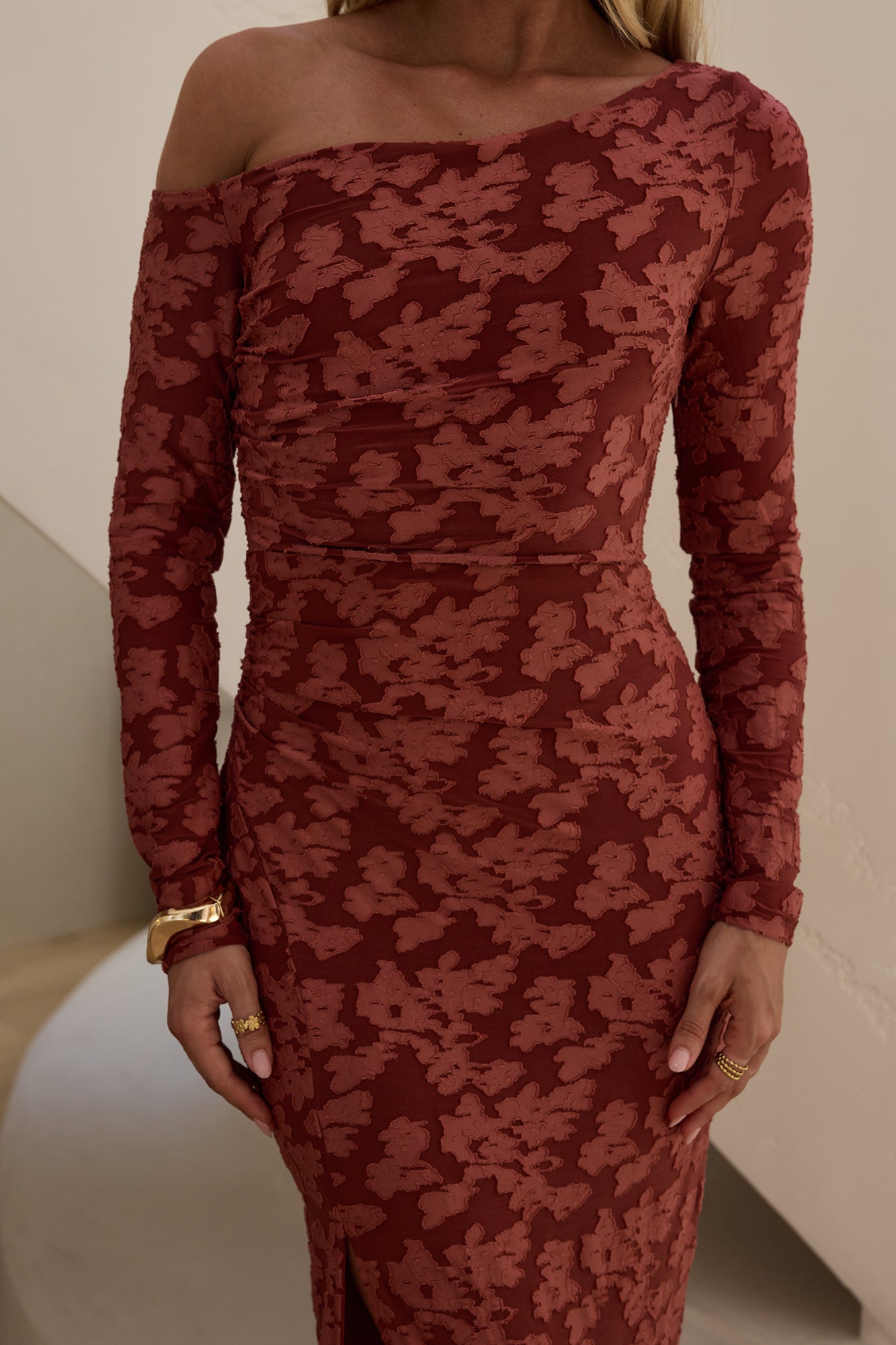 Landing In Love Long Sleeve Maxi Dress Wine-Seaa Fashion