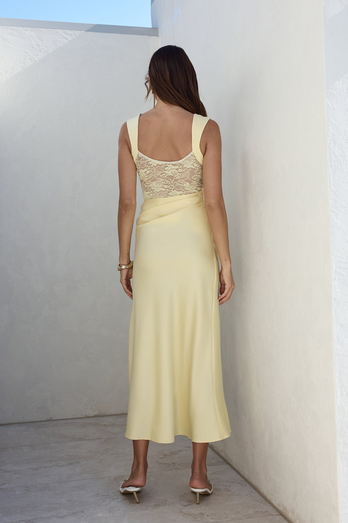 On A Cloud Lace Maxi Dress Yellow-Seaa Fashion