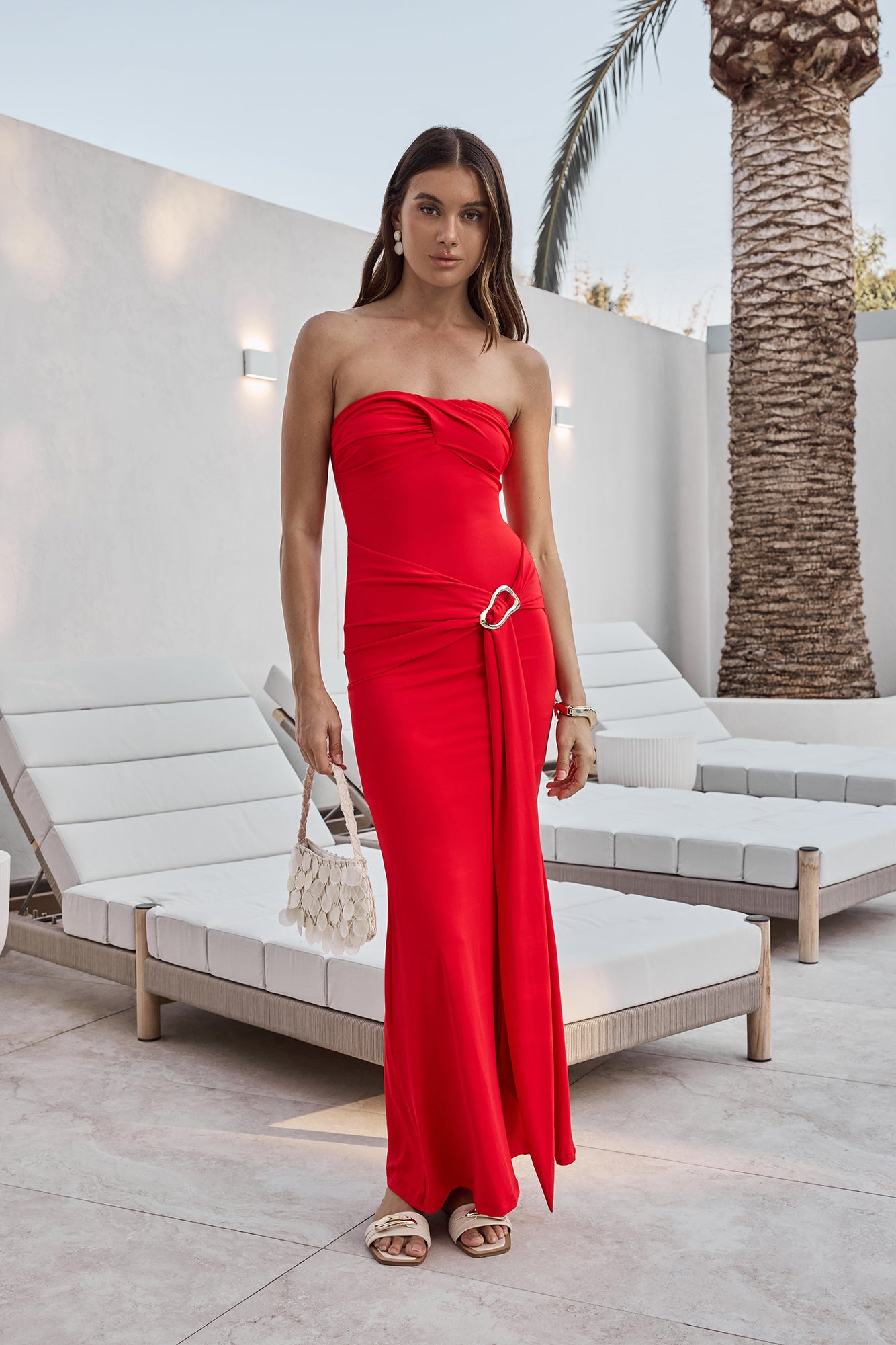 Cool Love Strapless Maxi Dress Red-Seaa Fashion