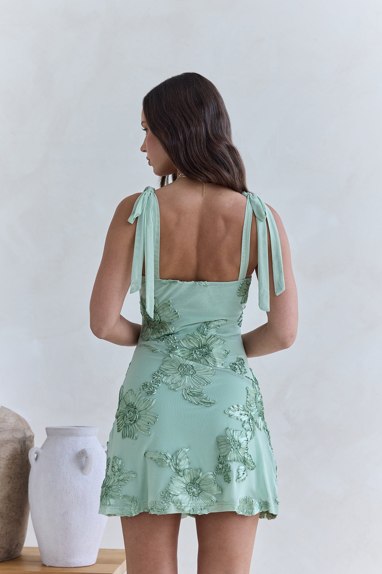 Spinning Skies Mesh Mini Dress Sage-Seaa Fashion