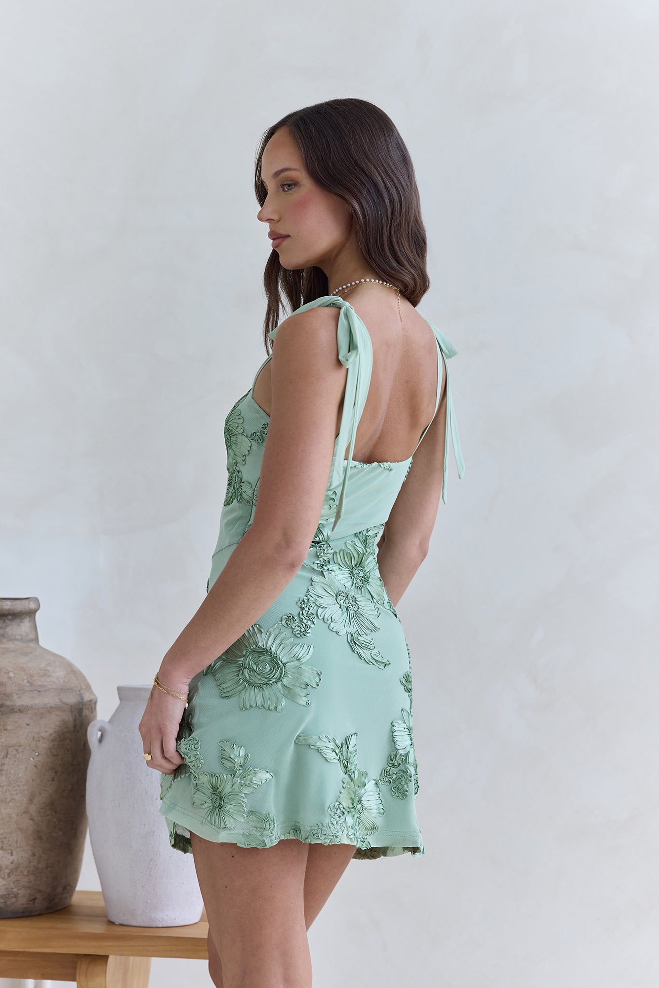 Spinning Skies Mesh Mini Dress Sage-Seaa Fashion