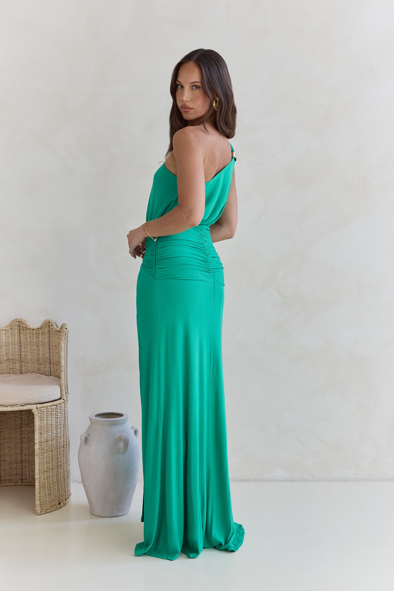 Garden Of Blooms One Shoulder Maxi Dress Green-Seaa Fashion