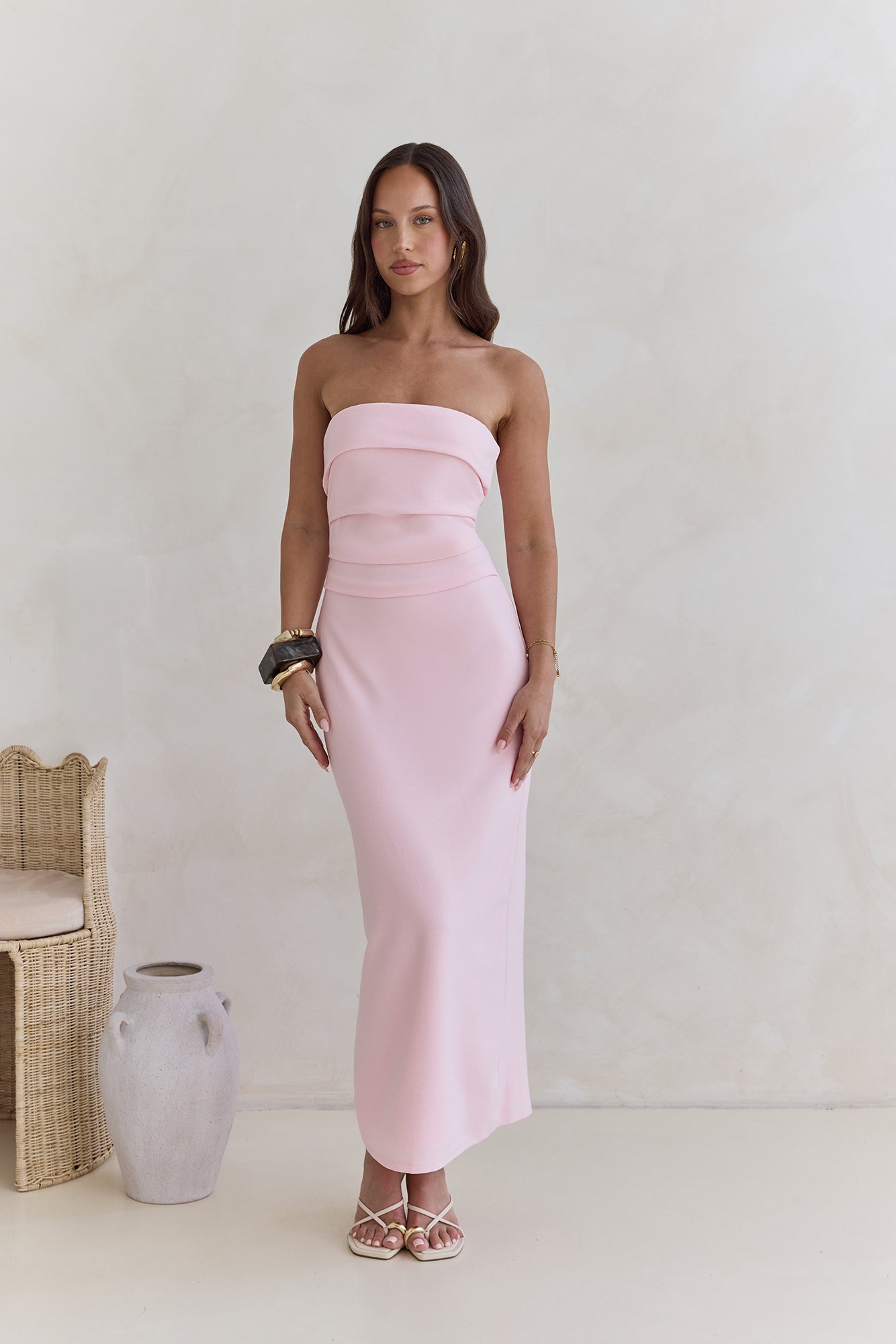 Sunny Daze Strapless Maxi Dress Pink-Seaa Fashion
