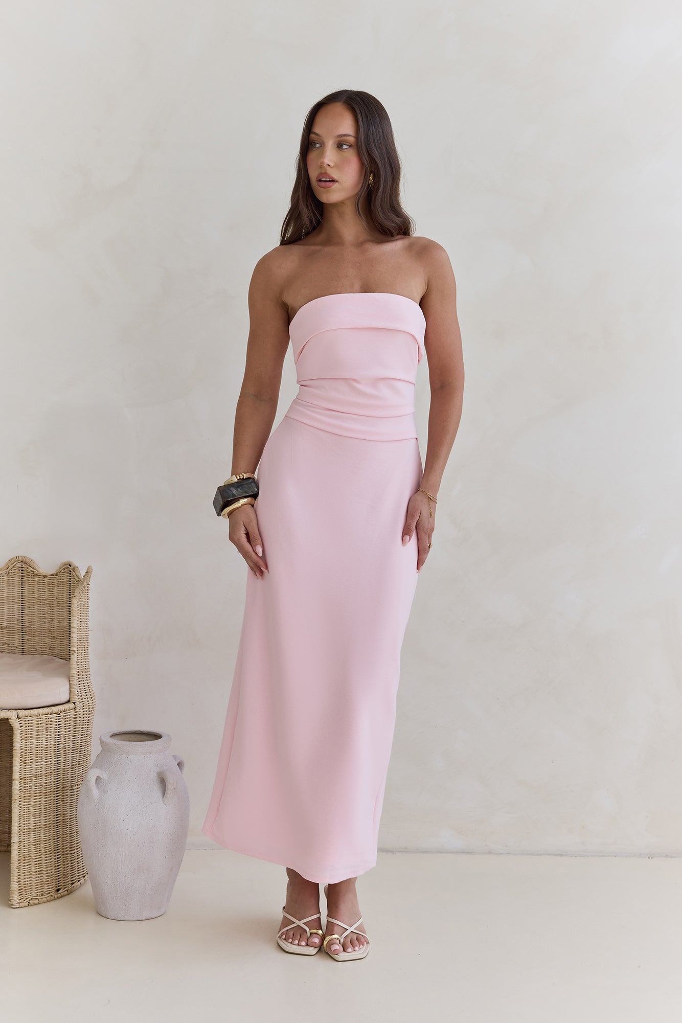 Sunny Daze Strapless Maxi Dress Pink-Seaa Fashion