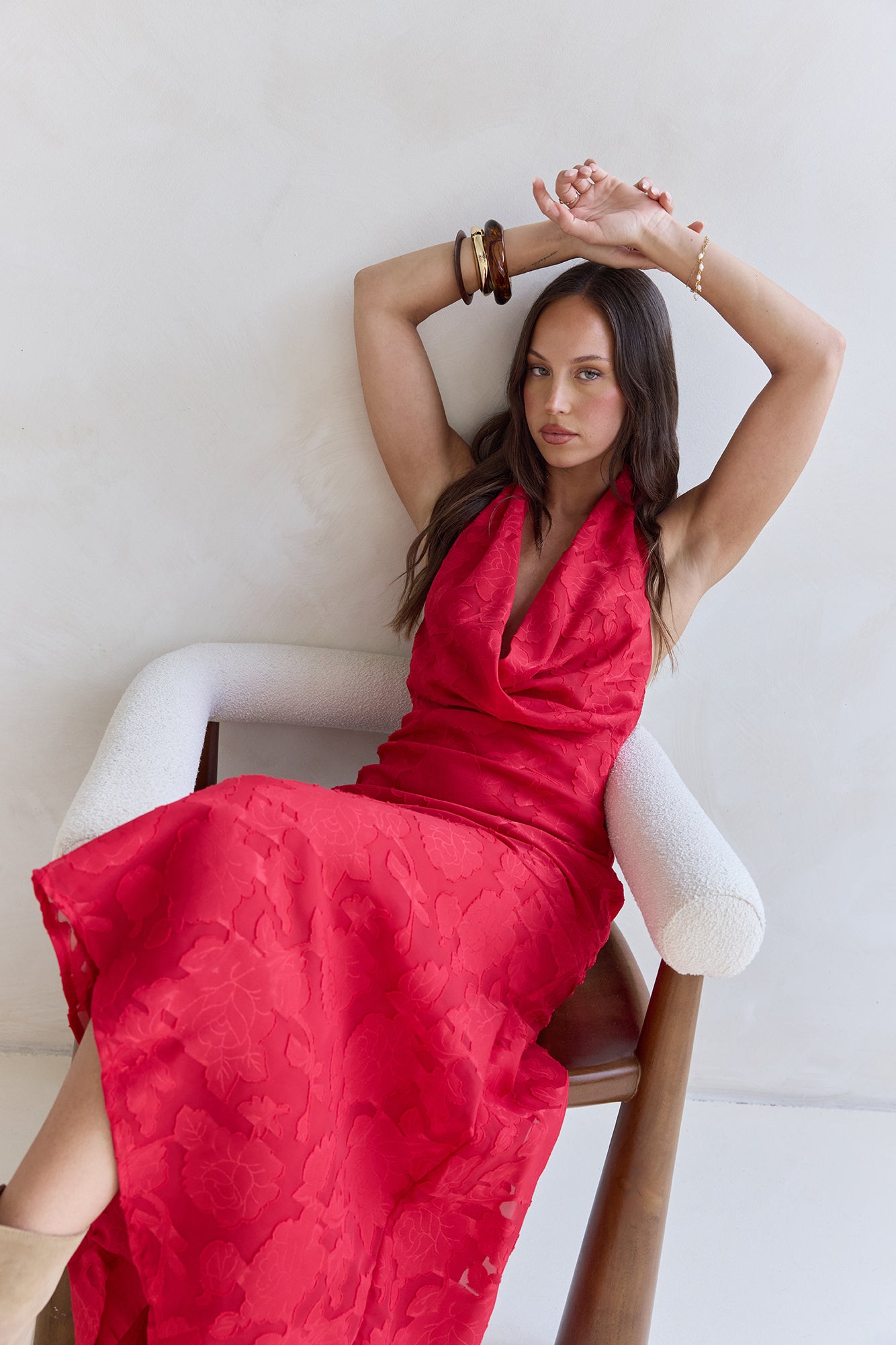 More And More Halter Maxi Dress Red-Seaa Fashion