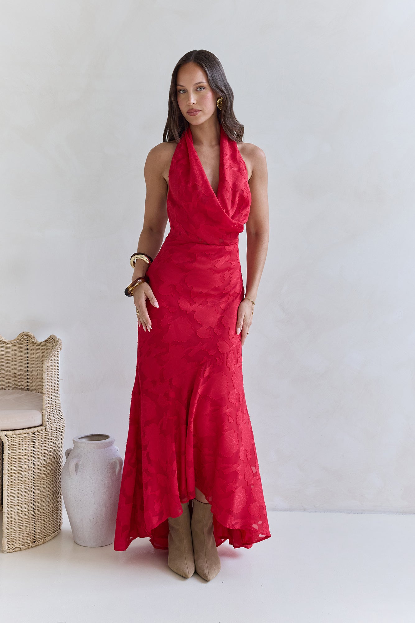 More And More Halter Maxi Dress Red-Seaa Fashion