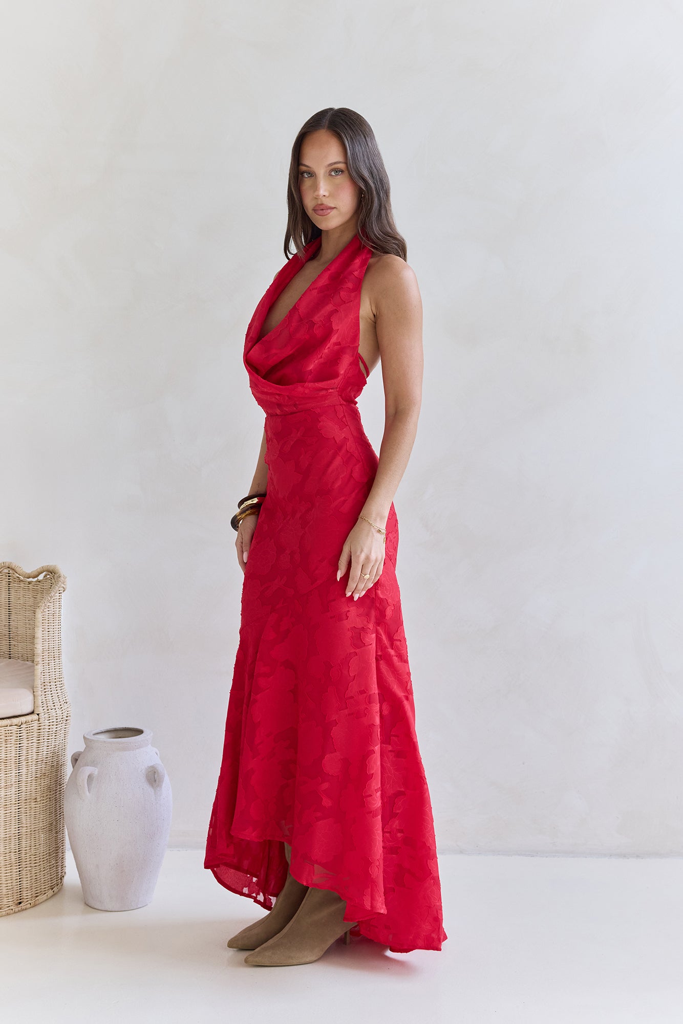 More And More Halter Maxi Dress Red-Seaa Fashion