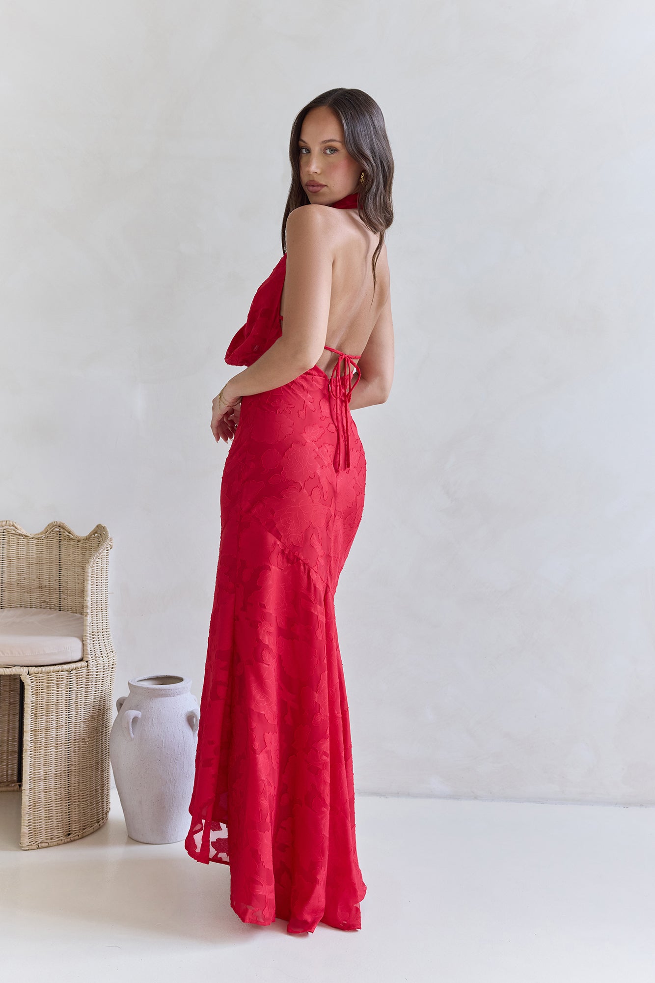 More And More Halter Maxi Dress Red-Seaa Fashion