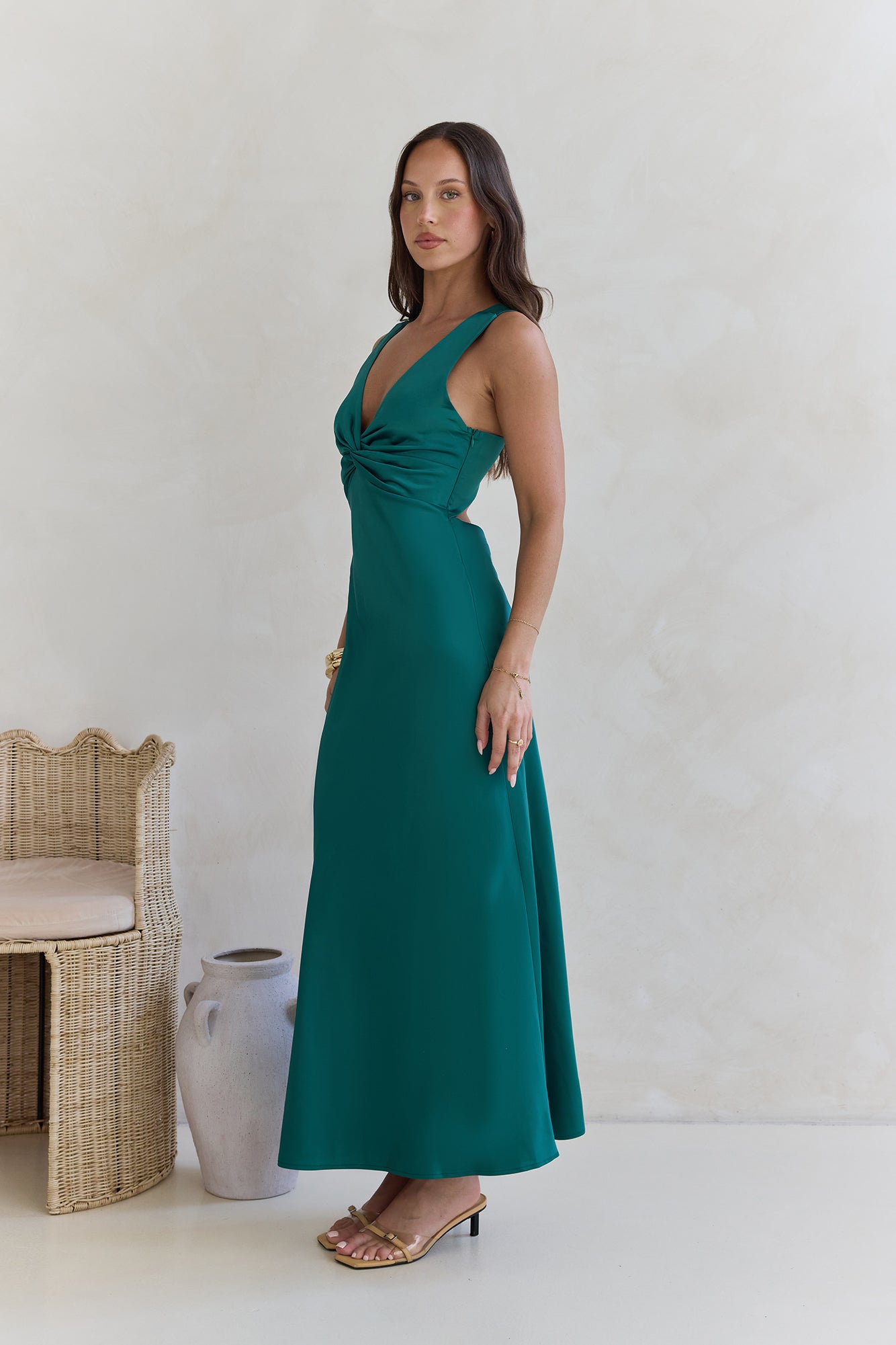 Island Reverie Satin Maxi Dress Green-Seaa Fashion