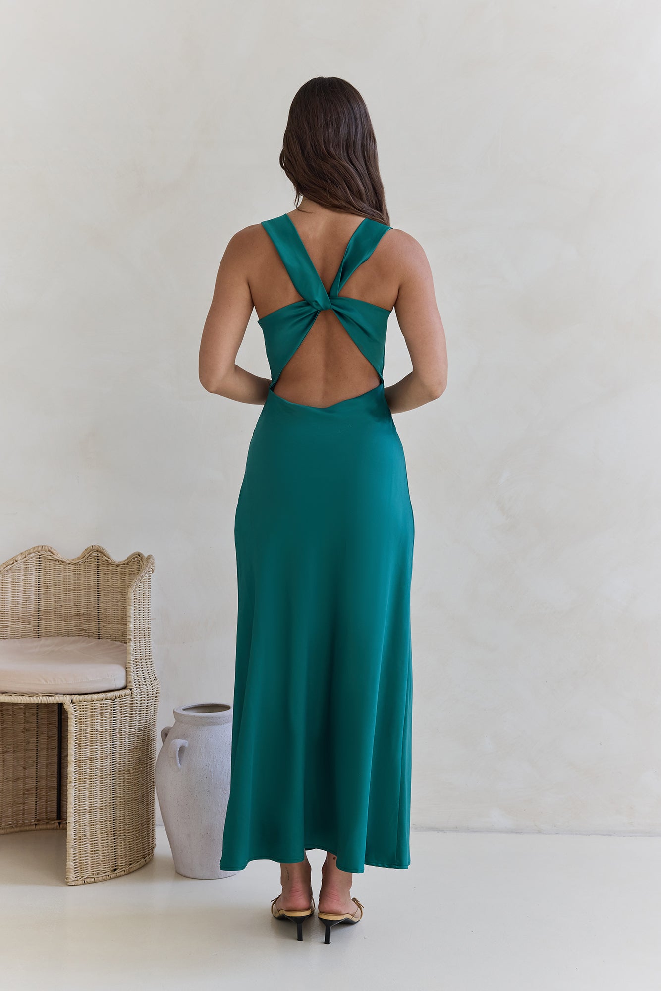 Island Reverie Satin Maxi Dress Green-Seaa Fashion