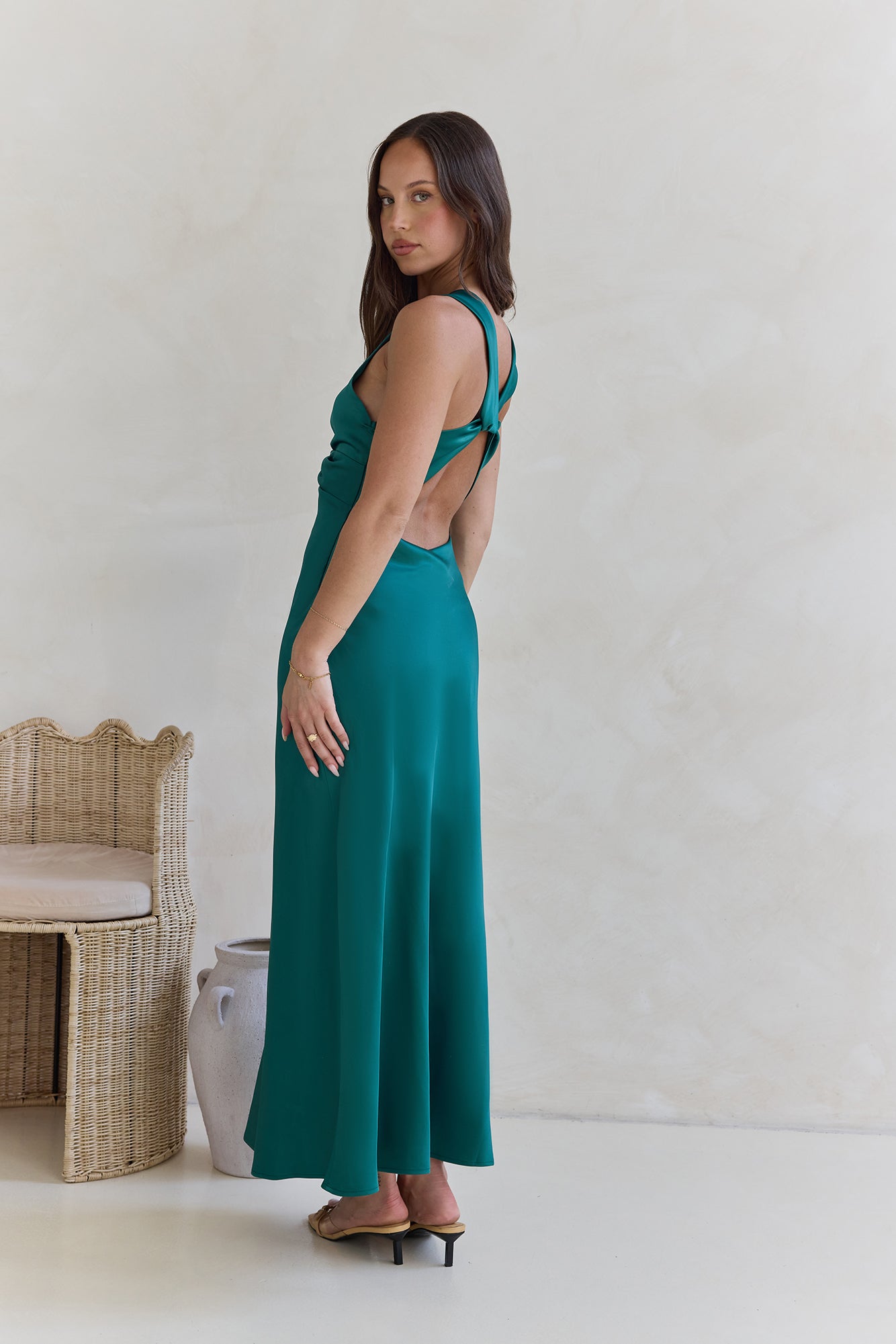 Island Reverie Satin Maxi Dress Green-Seaa Fashion
