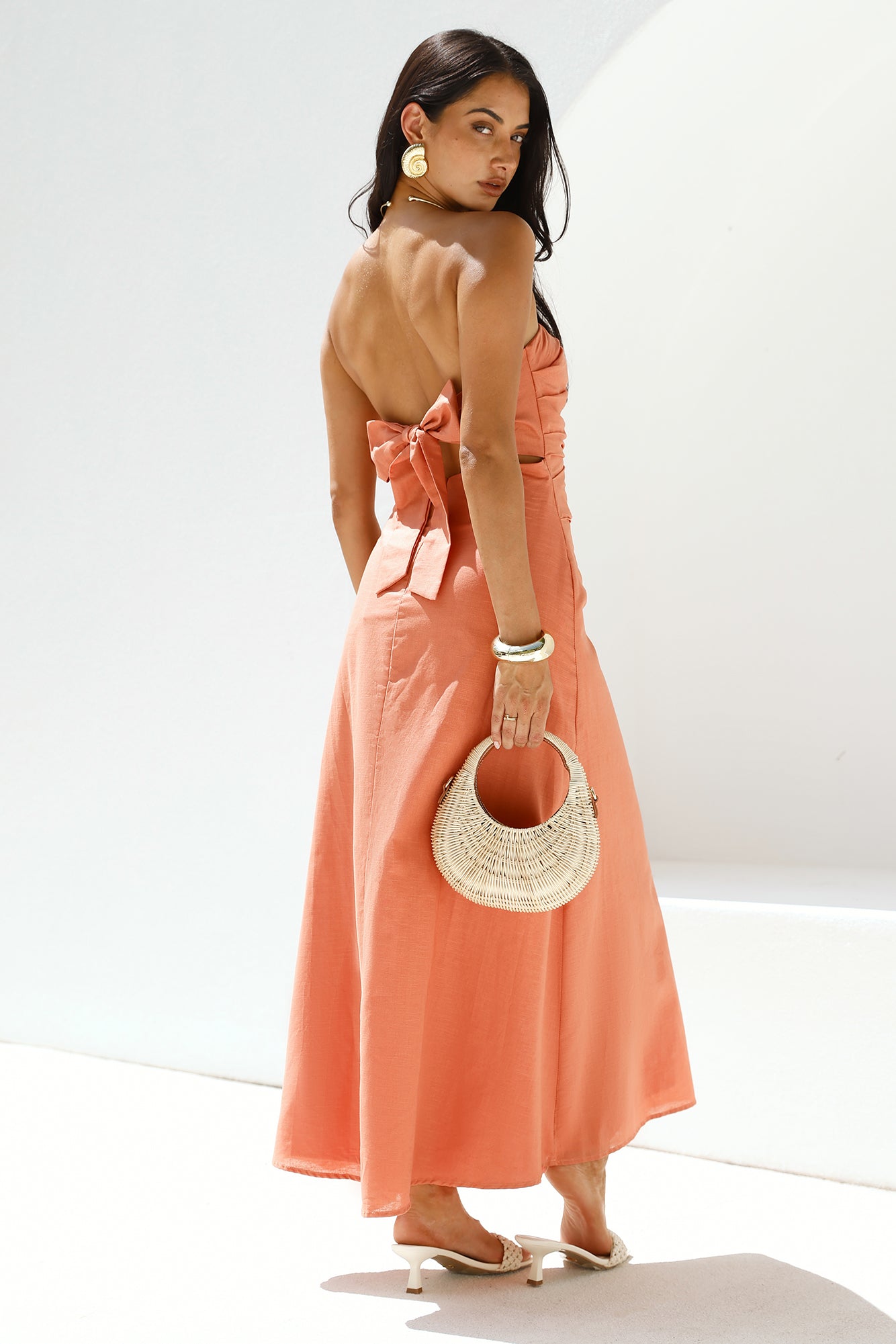 Yasmin Strapless Maxi Dress Coral-Seaa Fashion