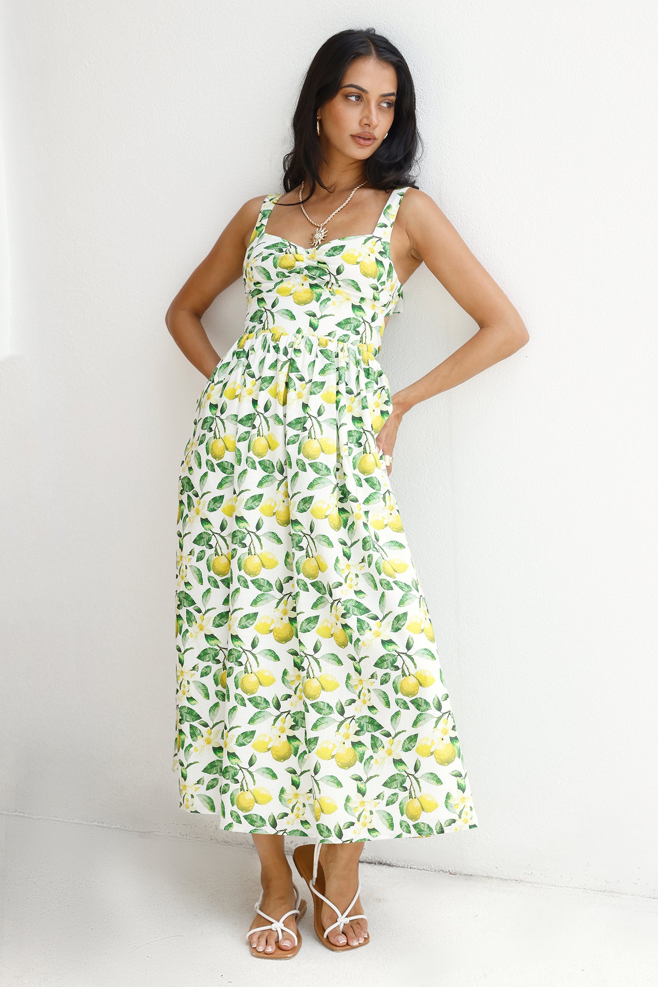 Under The Lemon Tree Midi Dress Print-Seaa Fashion