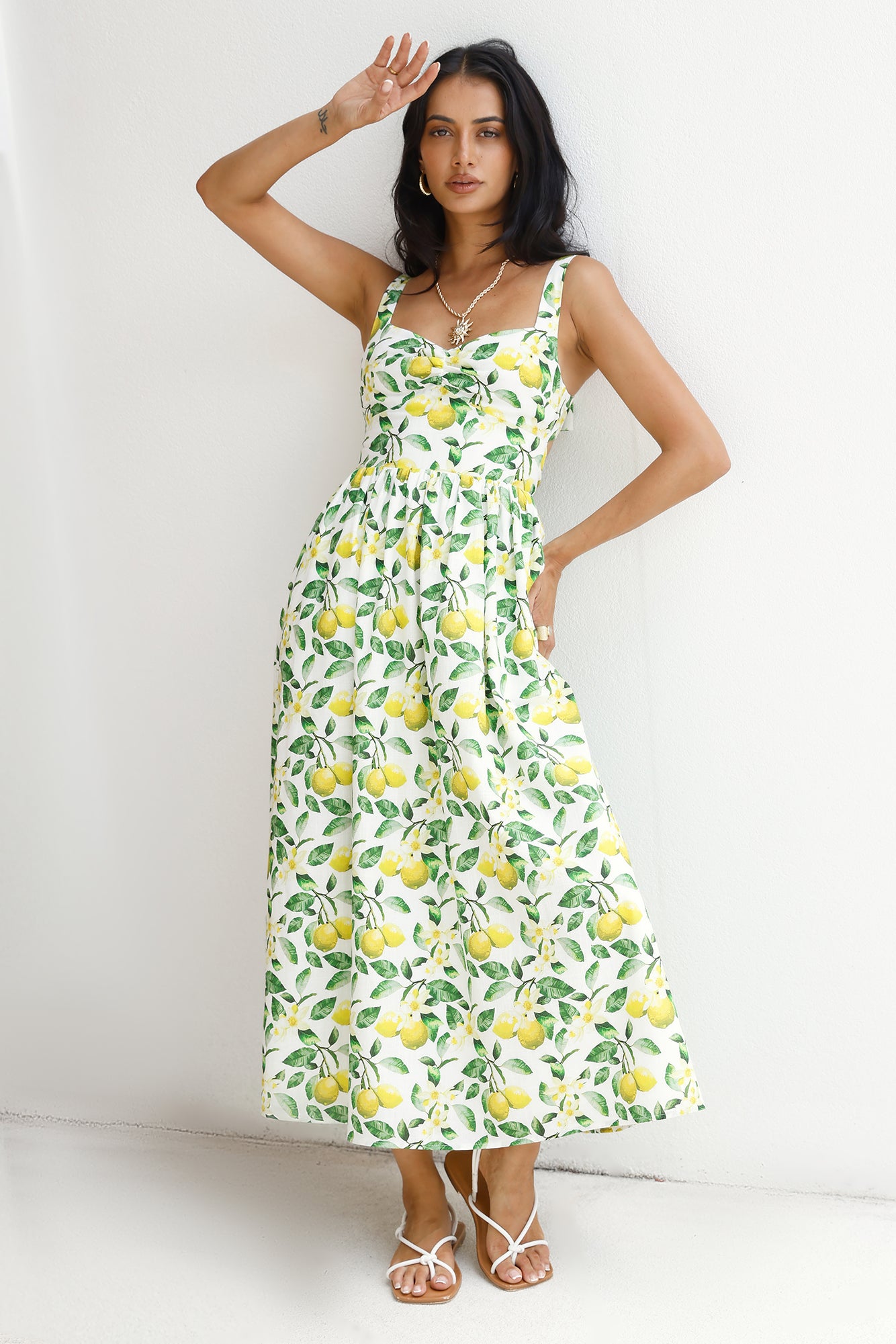 Under The Lemon Tree Midi Dress Print-Seaa Fashion