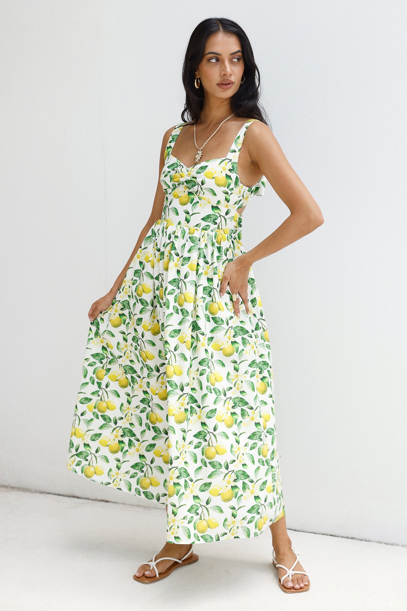 Under The Lemon Tree Midi Dress Print-Seaa Fashion