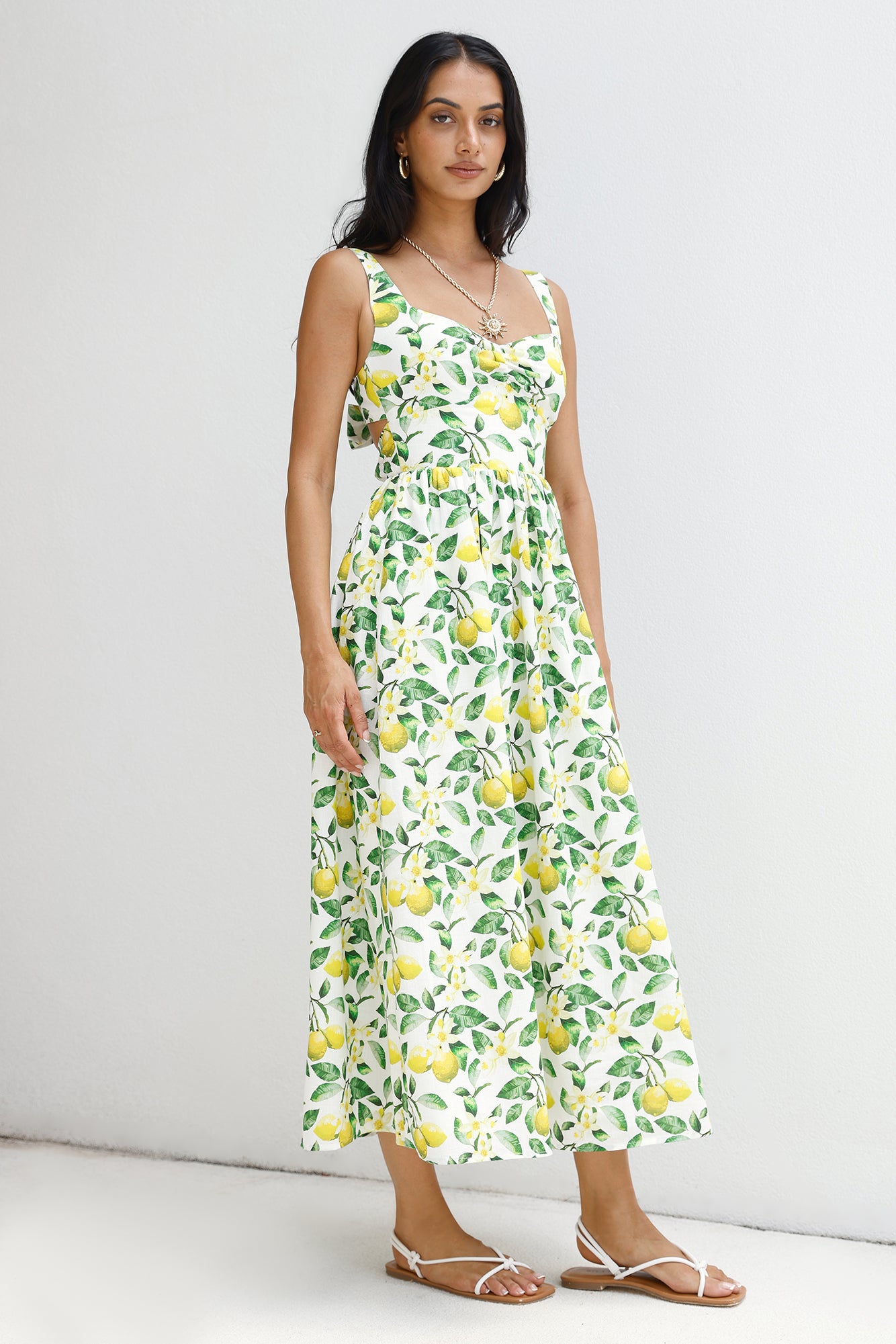 Under The Lemon Tree Midi Dress Print-Seaa Fashion