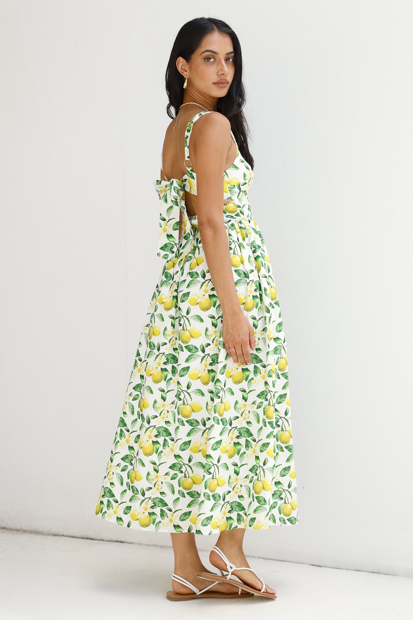 Under The Lemon Tree Midi Dress Print-Seaa Fashion