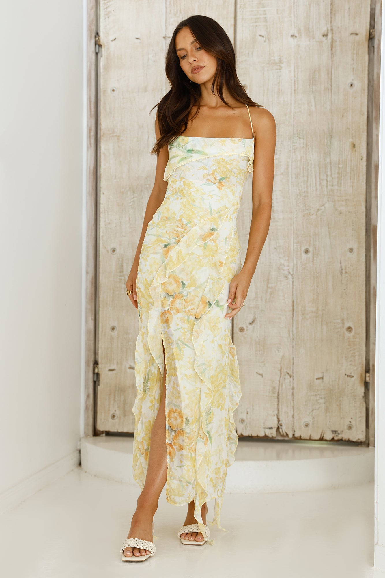 Poetic Charm Midi Dress Yellow-Seaa Fashion