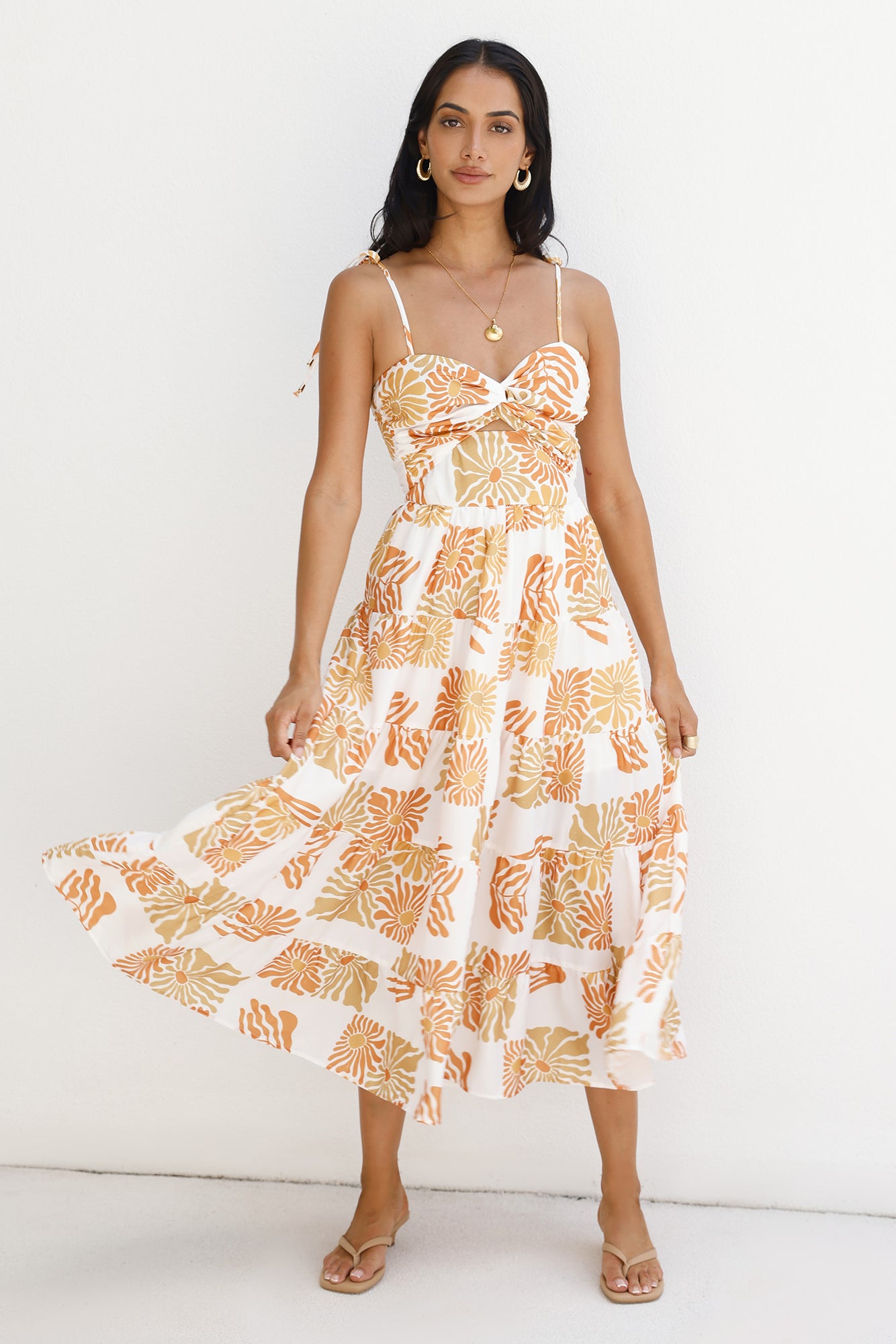 Sundrenched Serenade Midi Dress Orange-Seaa Fashion