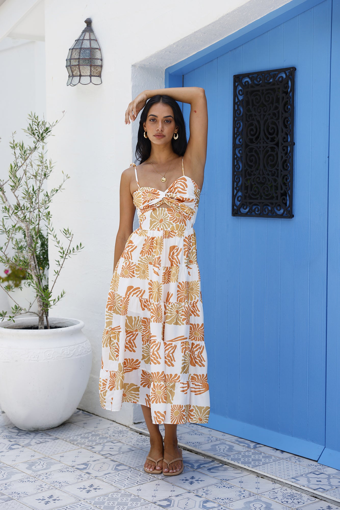Sundrenched Serenade Midi Dress Orange-Seaa Fashion