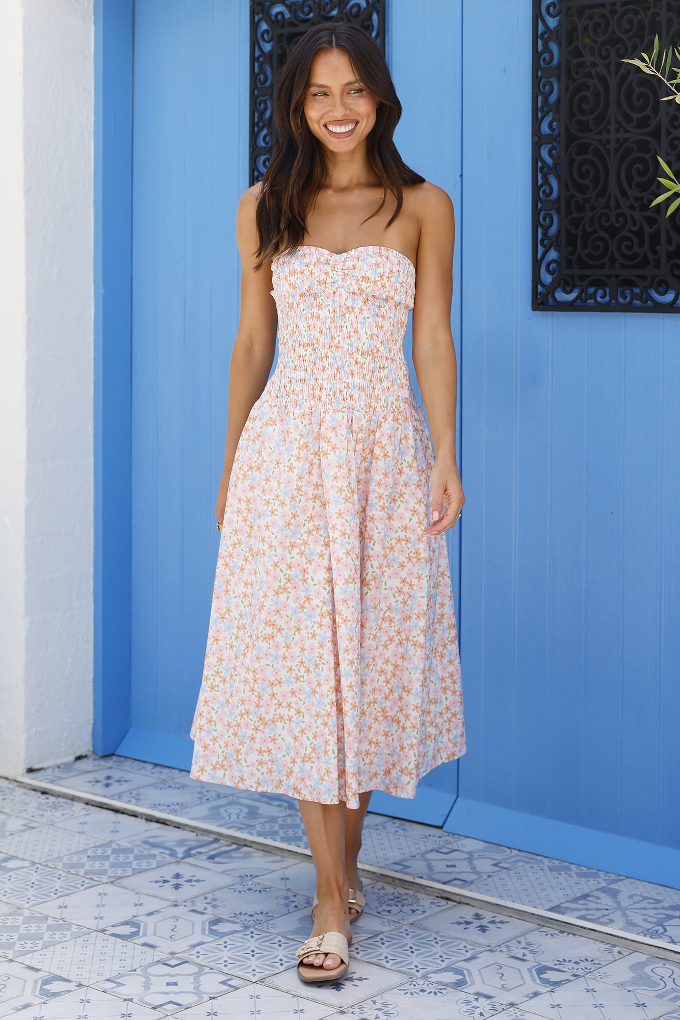 Summer Pop Strapless Midi Dress Pink-Seaa Fashion
