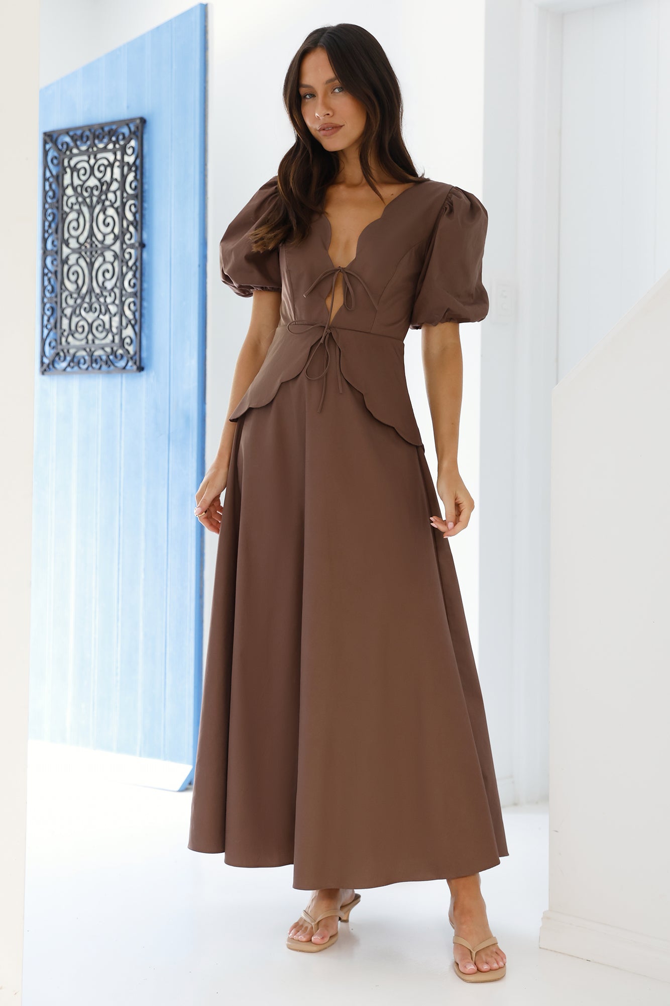 Dreamy Escape Maxi Dress Brown-Seaa Fashion