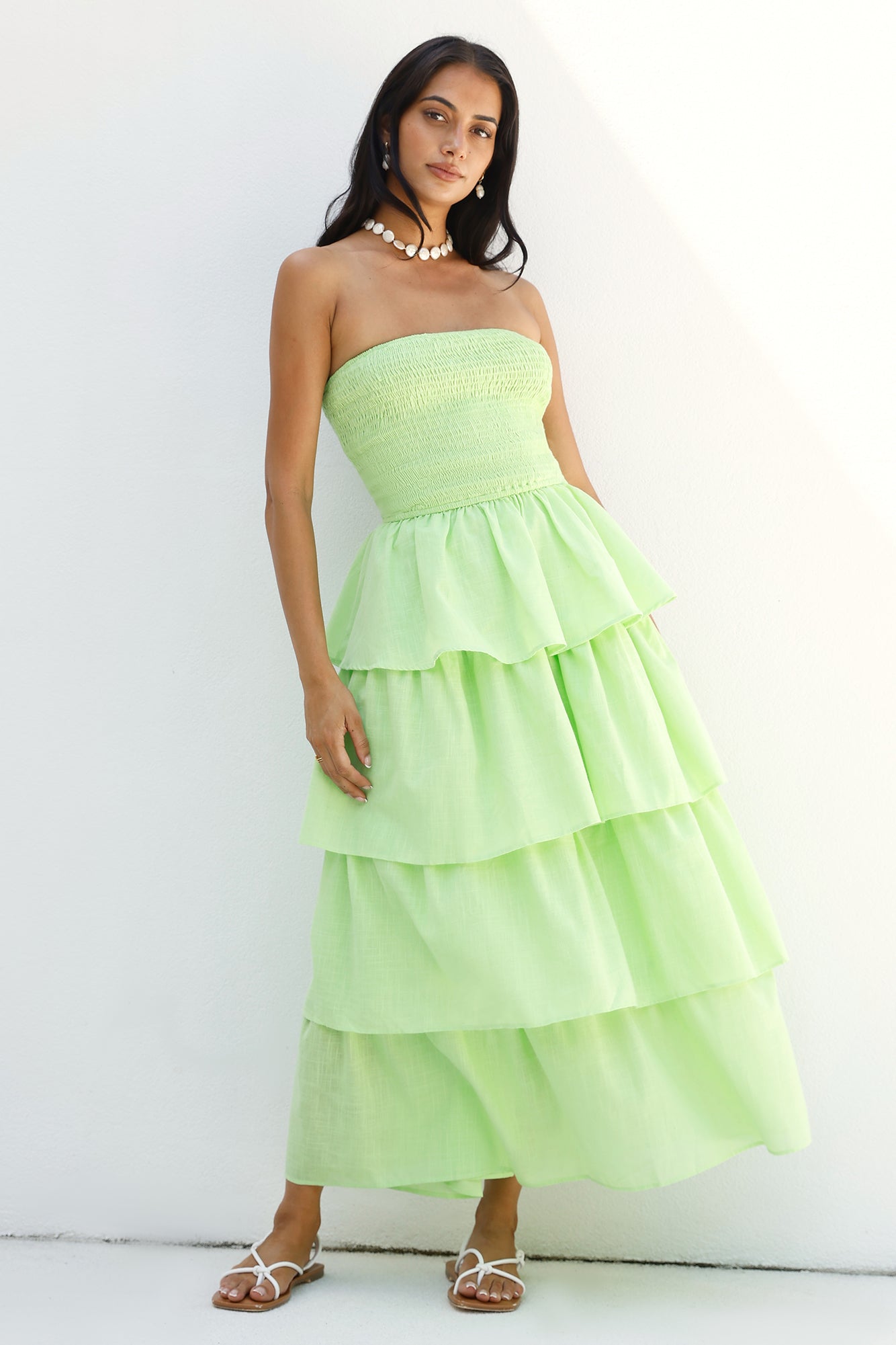 Glass Slipper Strapless Maxi Dress Green-Seaa Fashion