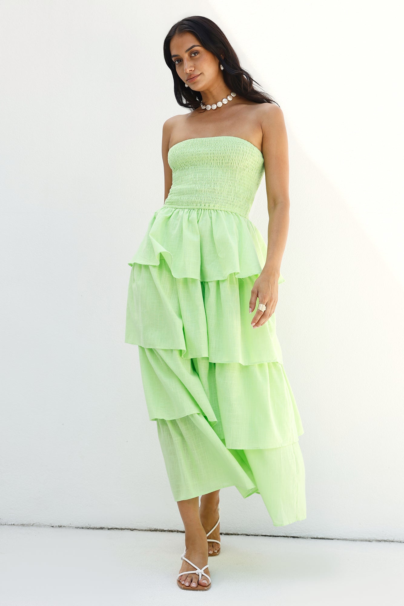 Glass Slipper Strapless Maxi Dress Green-Seaa Fashion