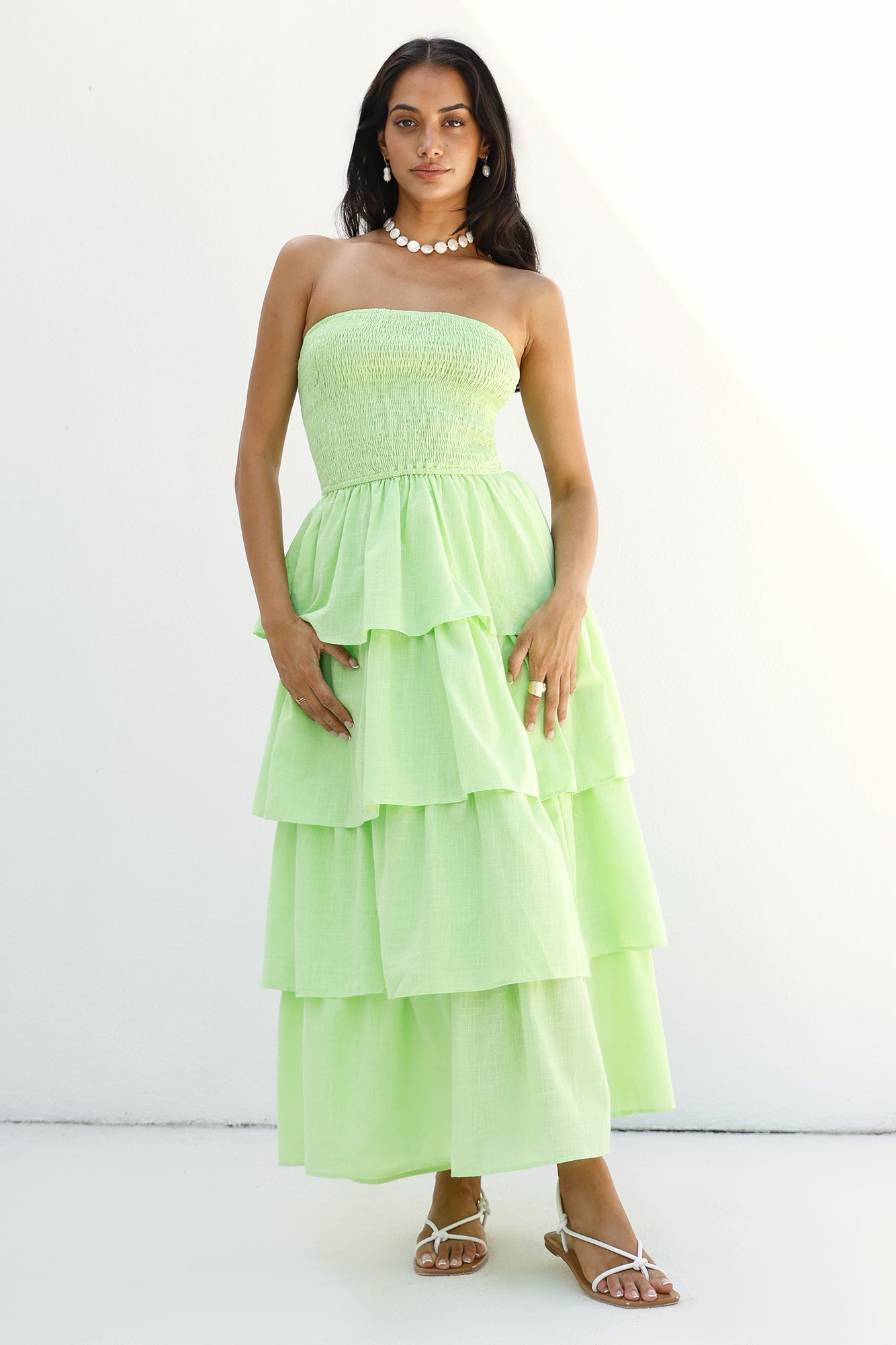 Glass Slipper Strapless Maxi Dress Green-Seaa Fashion