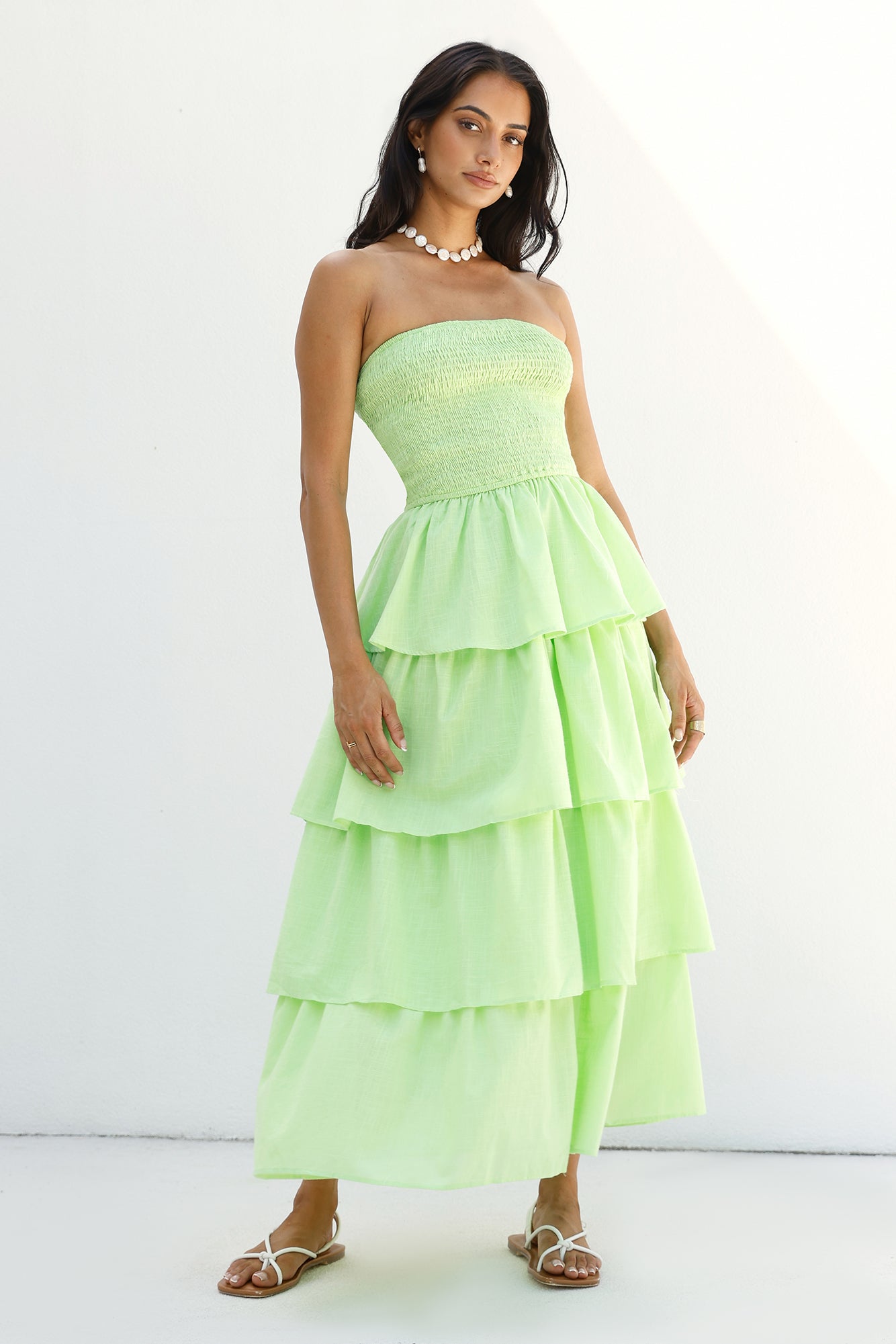 Glass Slipper Strapless Maxi Dress Green-Seaa Fashion