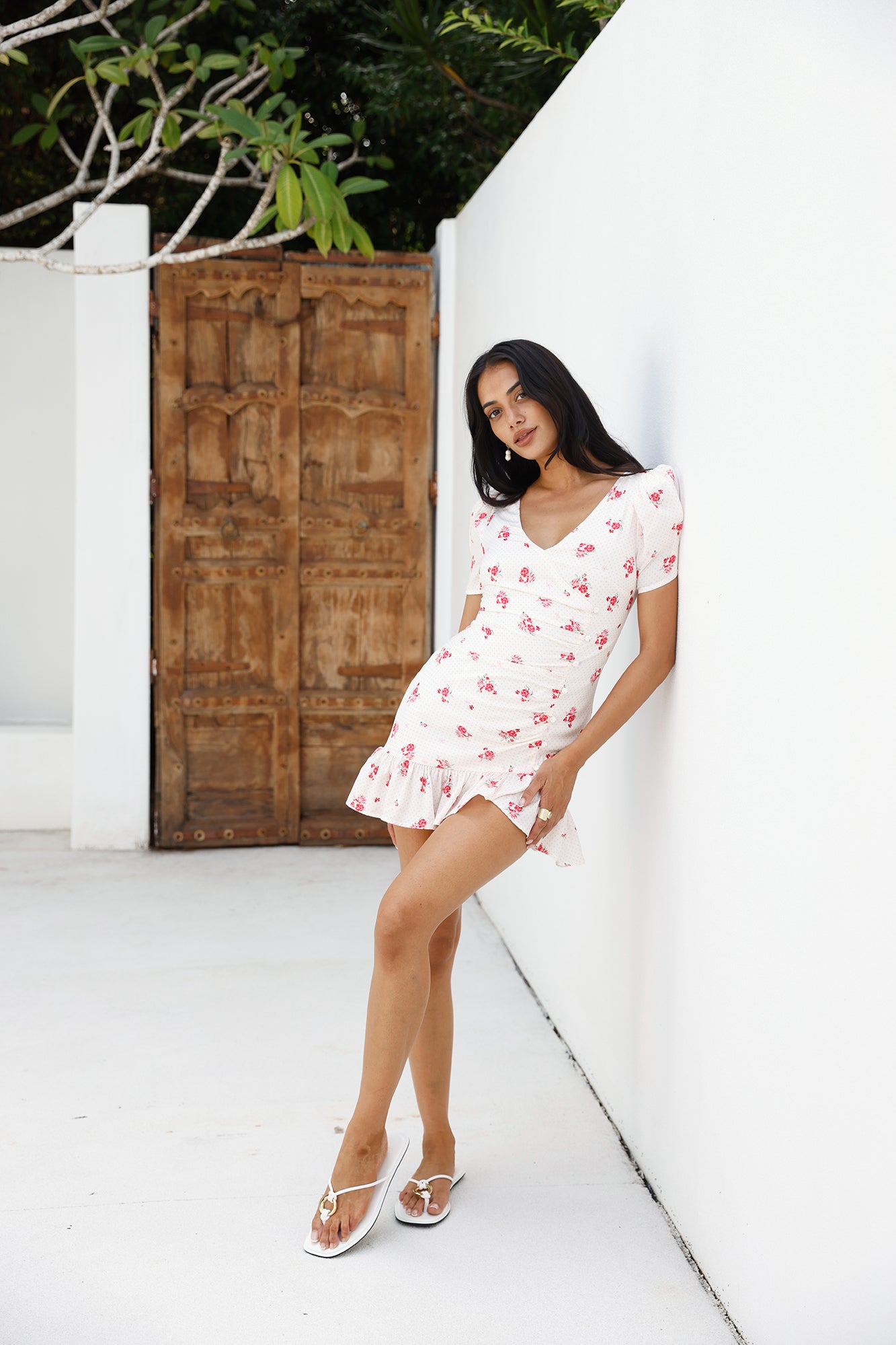 Wildflower Secrets Mini Dress White-Seaa Fashion