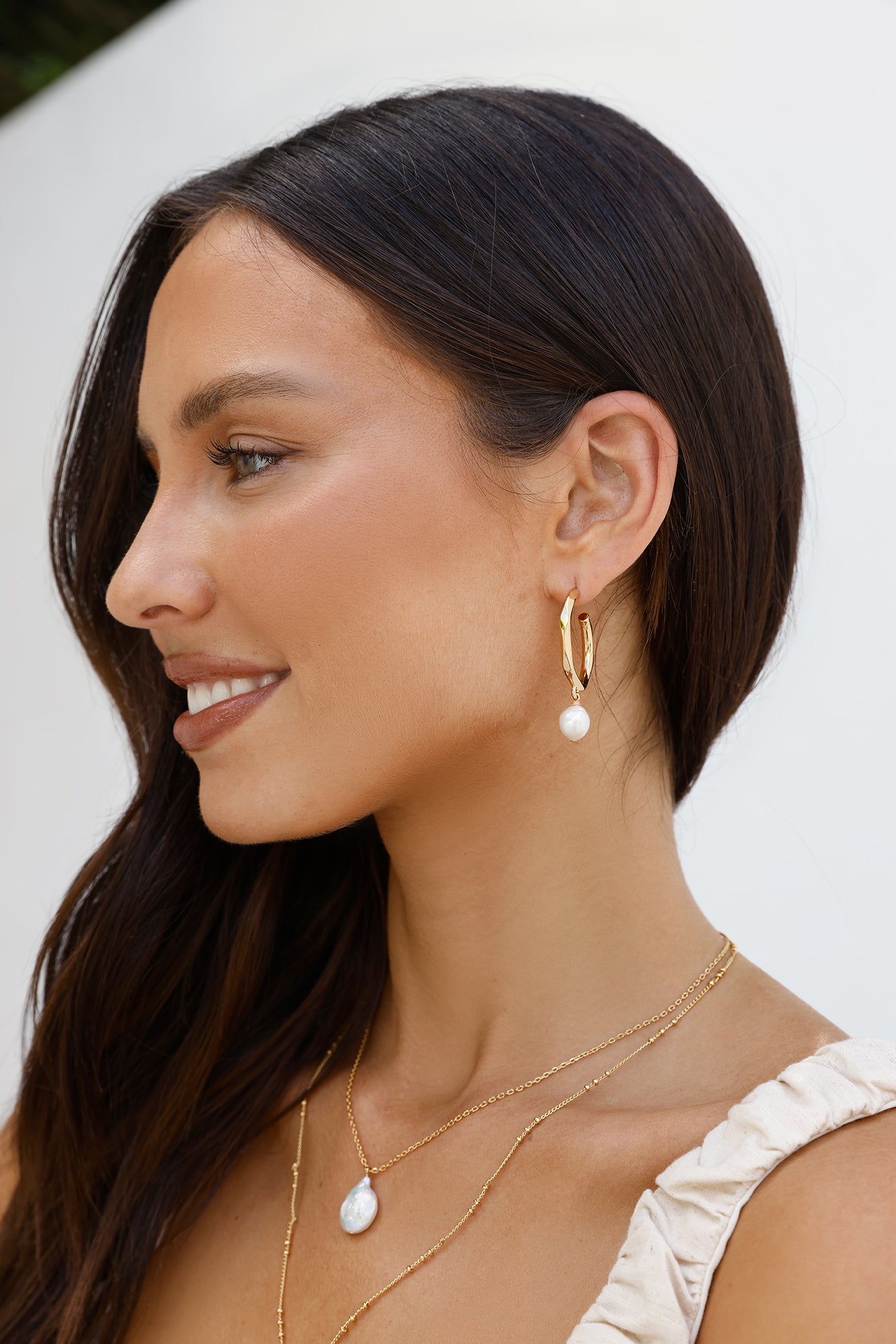 18k Gold Plated Pearl Escape Earrings Gold-Seaa Fashion