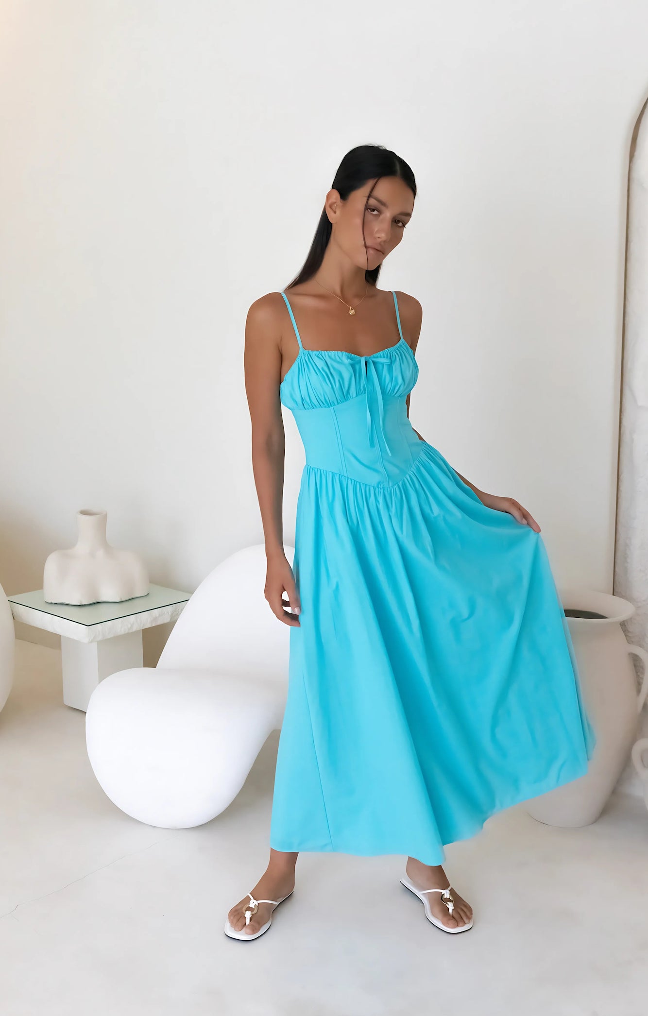 Whimsical Woods Maxi Dress Aqua-Seaa Fashion