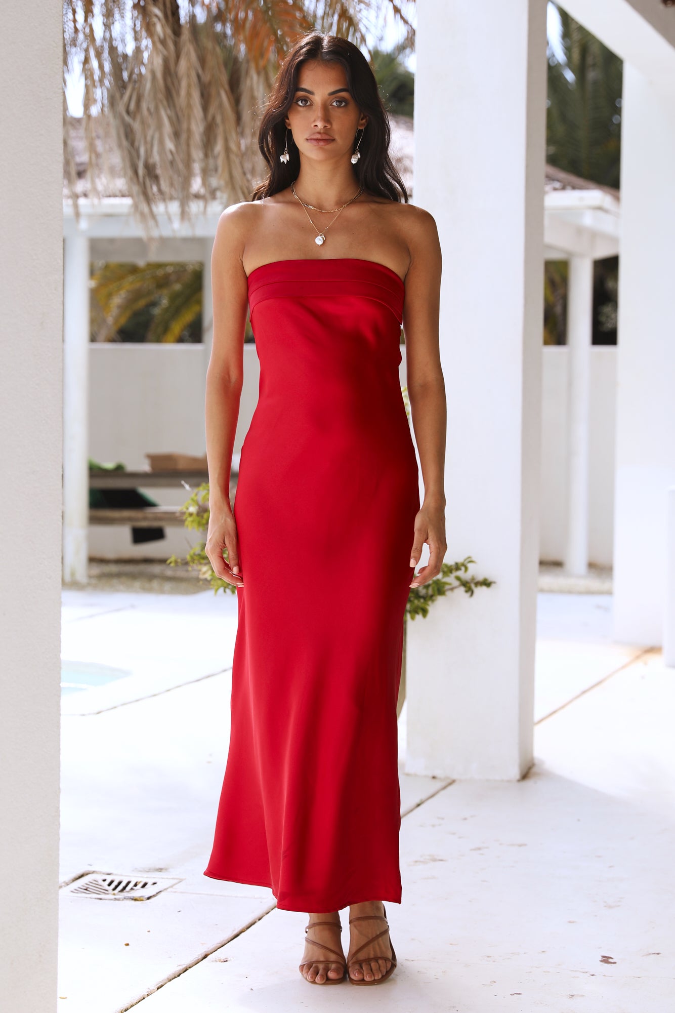 Gleam In Gold Maxi Dress Red-Seaa Fashion