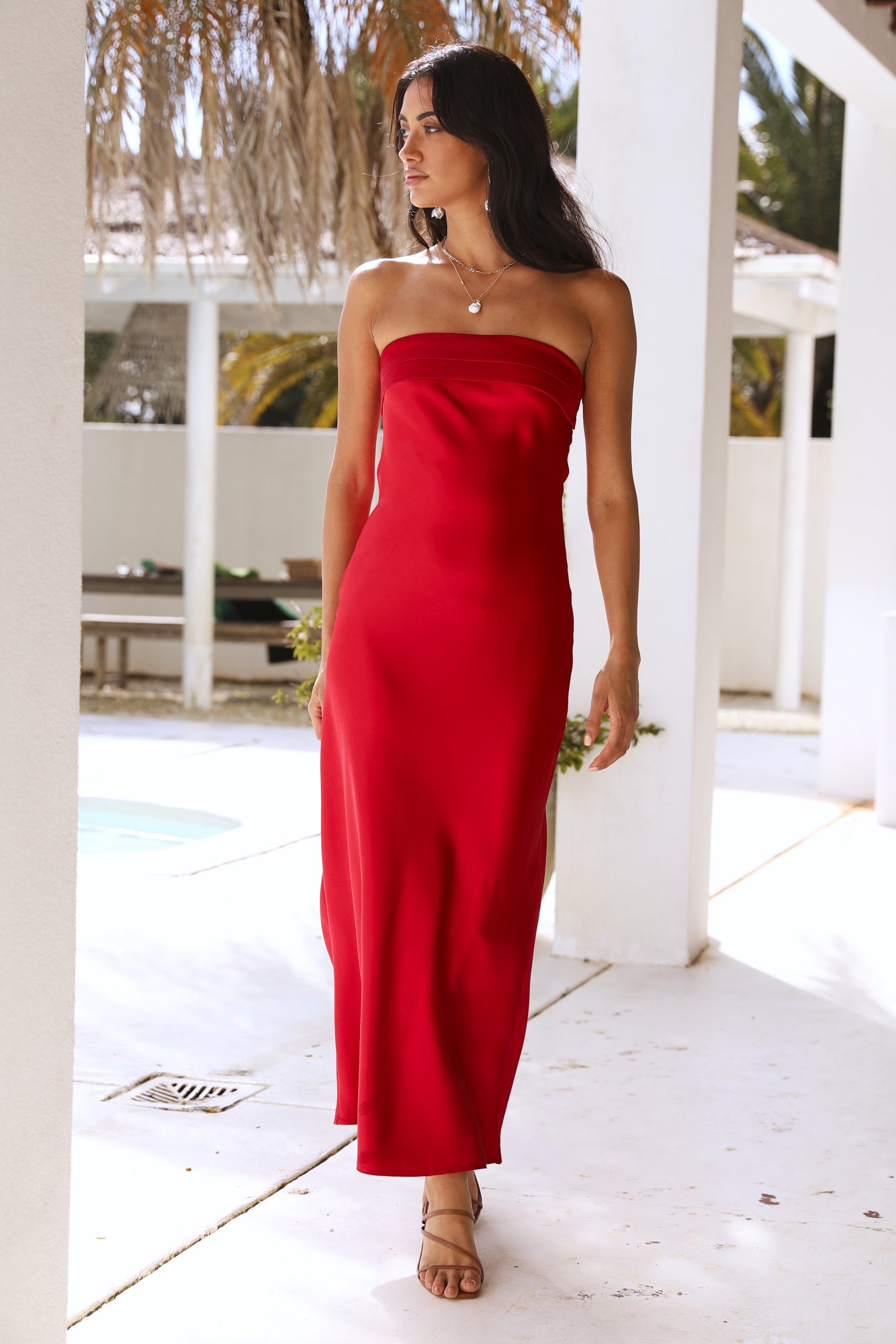Gleam In Gold Maxi Dress Red-Seaa Fashion