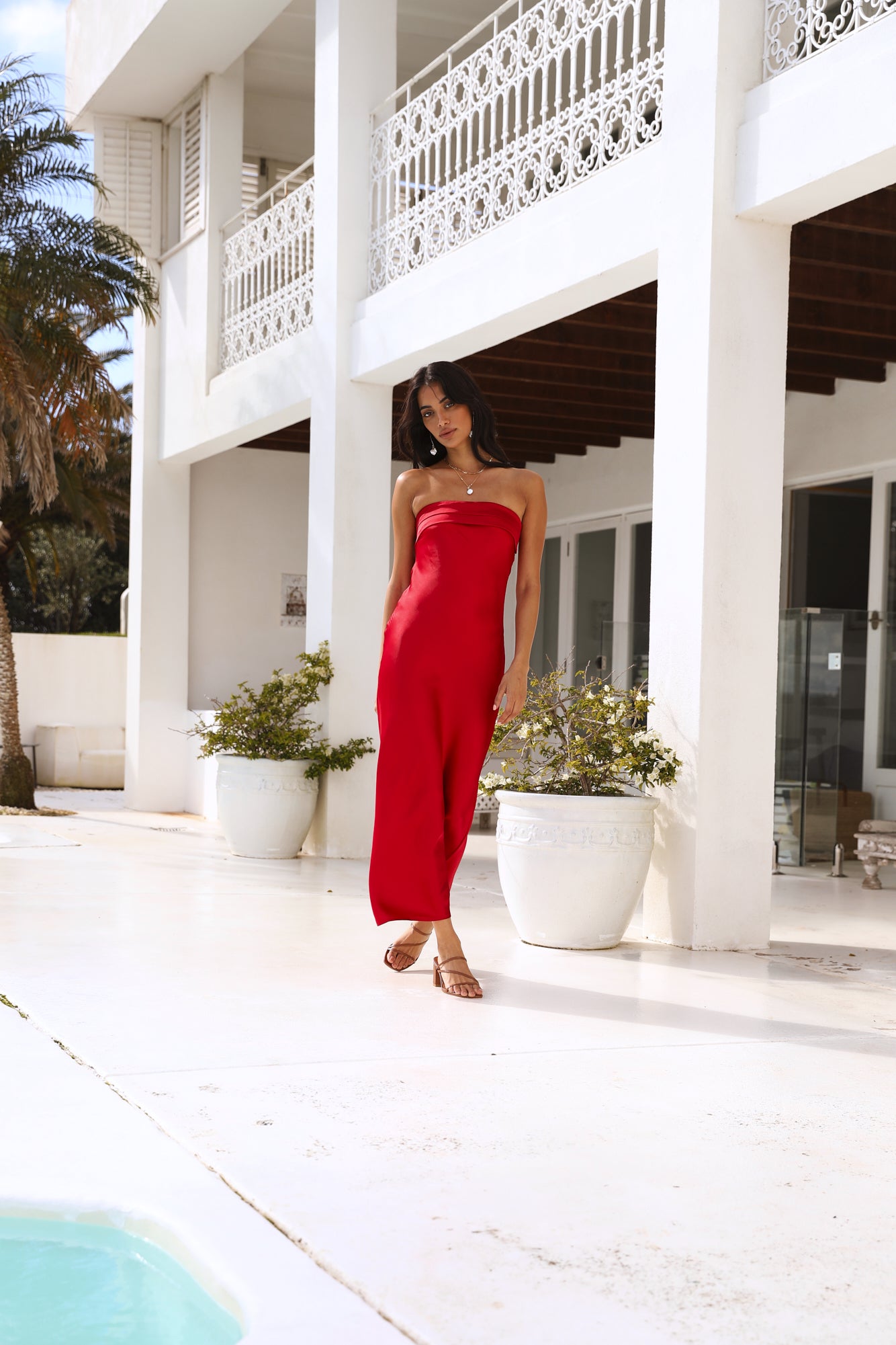 Gleam In Gold Maxi Dress Red-Seaa Fashion