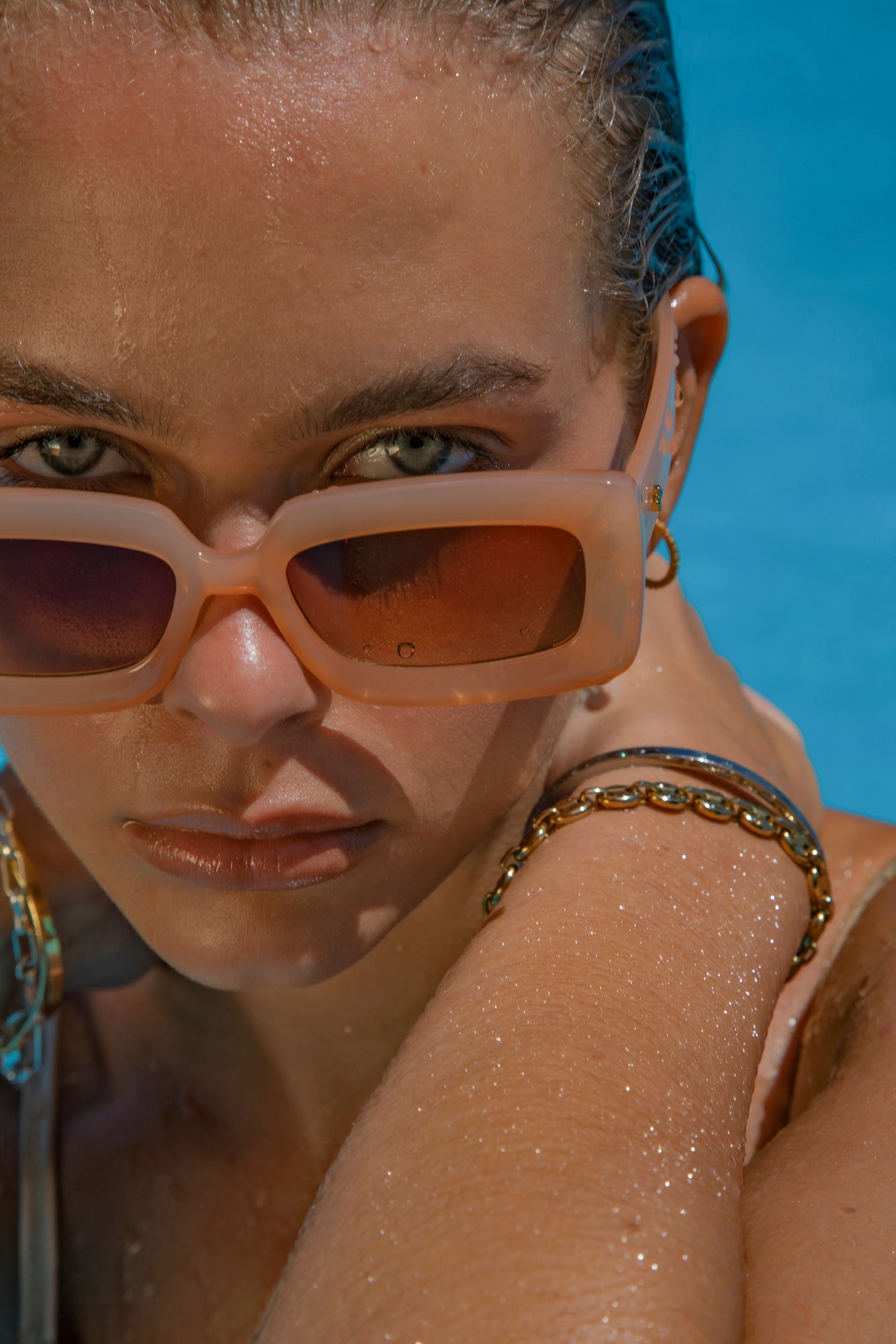 PETA + JAIN Blurred Sunglasses Peach Brown-Seaa Fashion