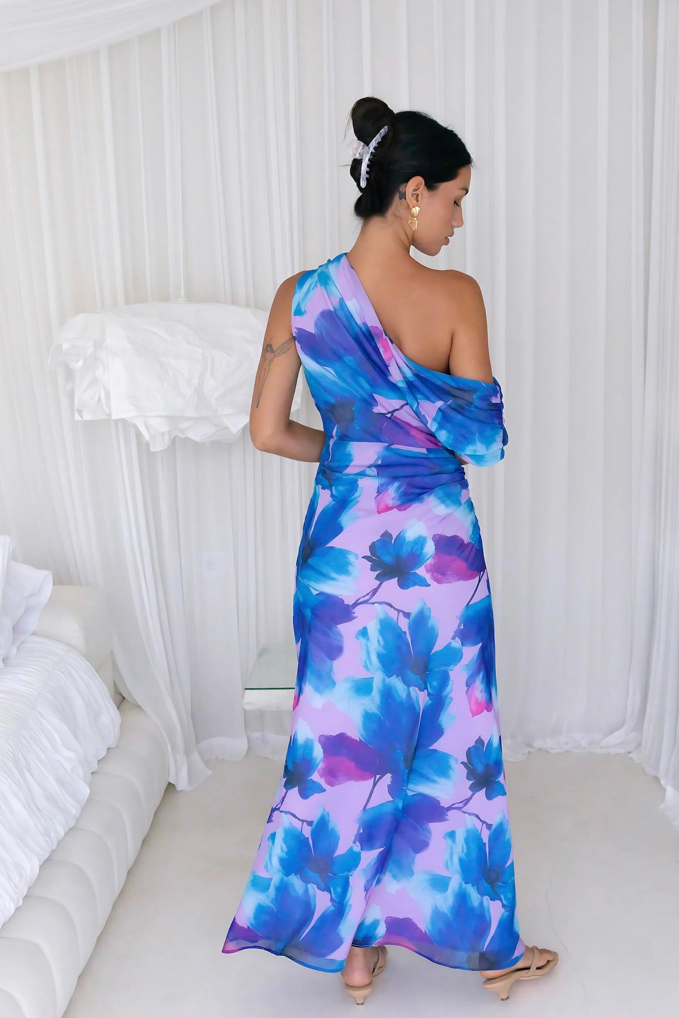 Midnight Palette Off Shoulder Maxi Dress Blue-Seaa Fashion