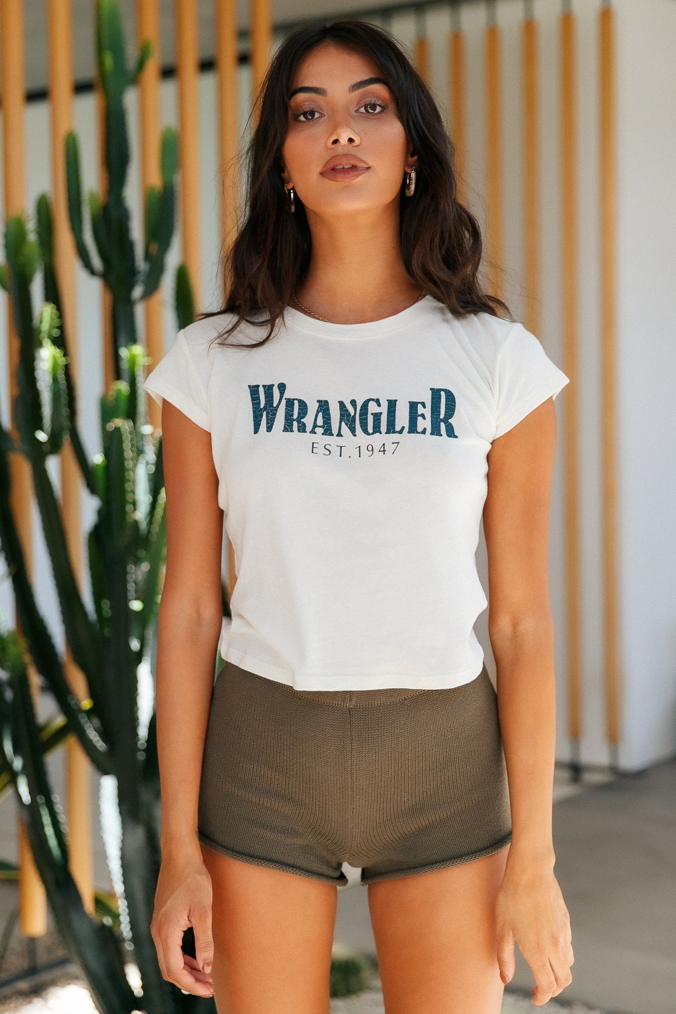 WRANGLER 90s Shrunken Tee Seedpearl-Seaa Fashion