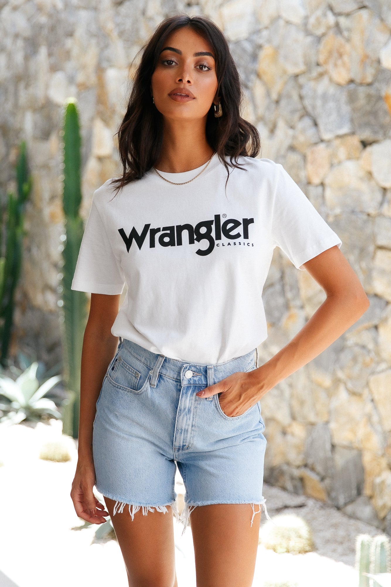 WRANGLER Classic Logo Tee White-Seaa Fashion