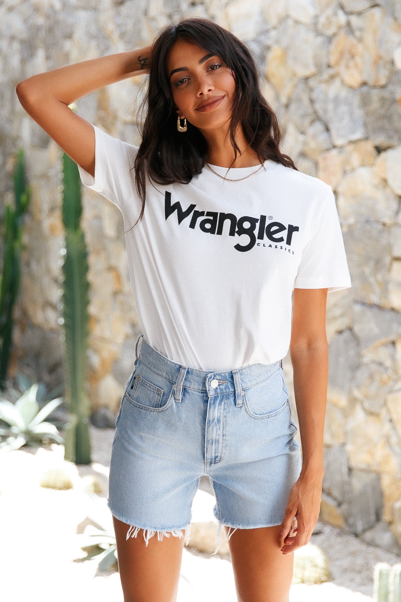 WRANGLER Classic Logo Tee White-Seaa Fashion