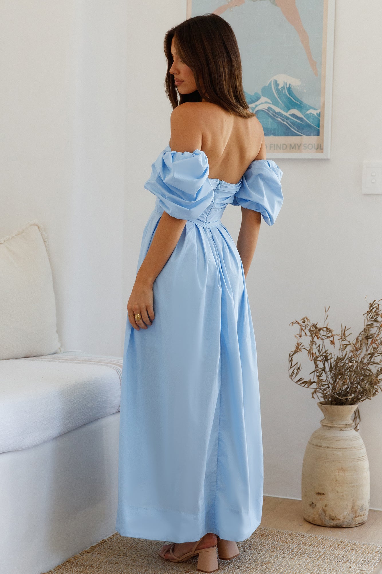 Bella Off Shoulder Maxi Dress Blue-Seaa Fashion
