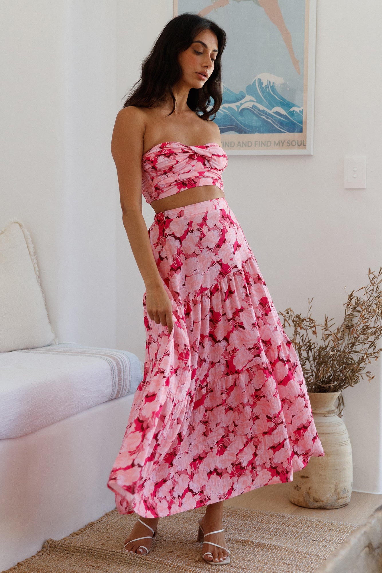 Horizon Waves Maxi Skirt Pink-Seaa Fashion
