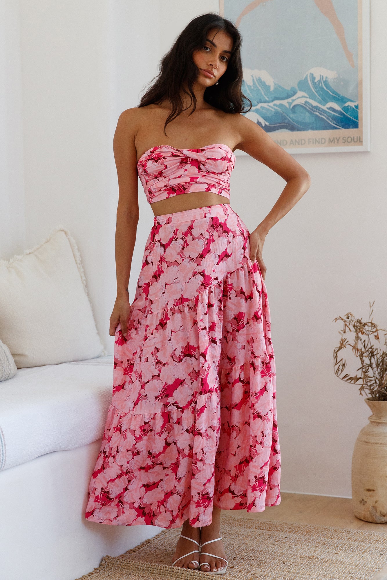 Horizon Waves Maxi Skirt Pink-Seaa Fashion