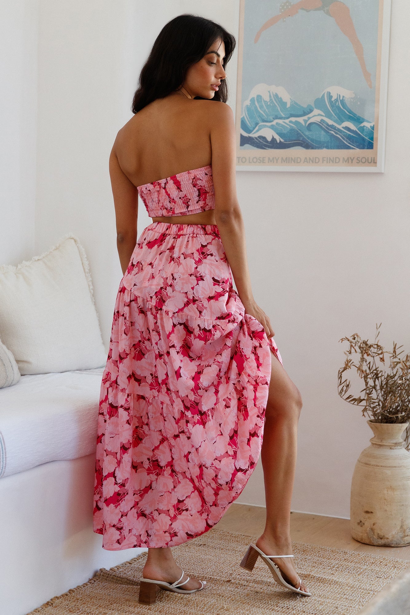 Horizon Waves Maxi Skirt Pink-Seaa Fashion