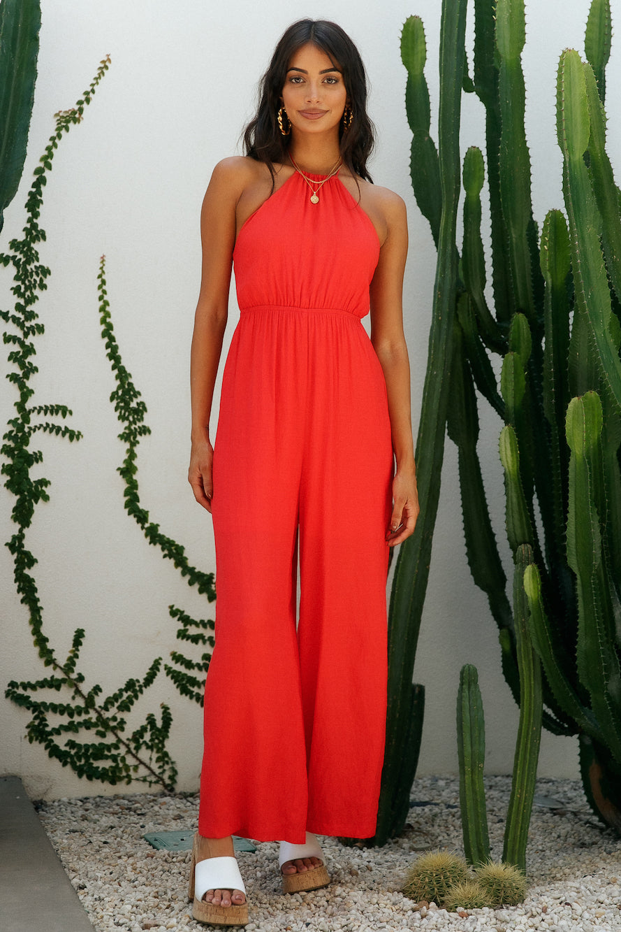 Twists And Turns Jumpsuit Red-Seaa Fashion
