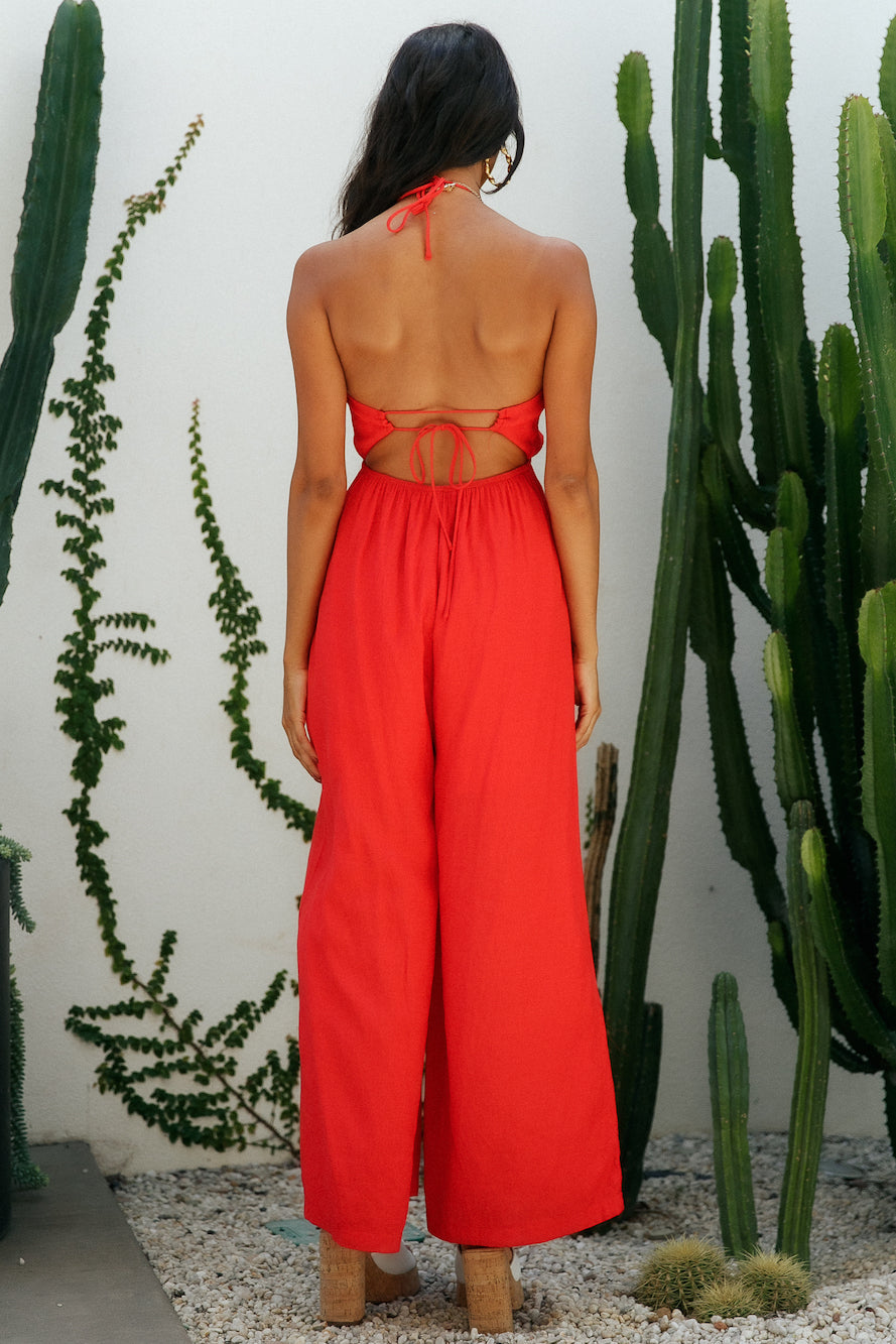 Twists And Turns Jumpsuit Red-Seaa Fashion