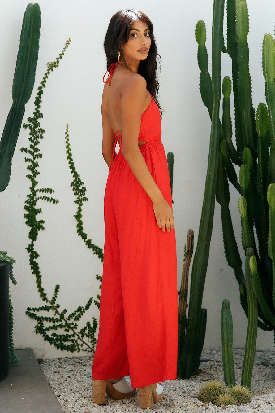 Twists And Turns Jumpsuit Red-Seaa Fashion